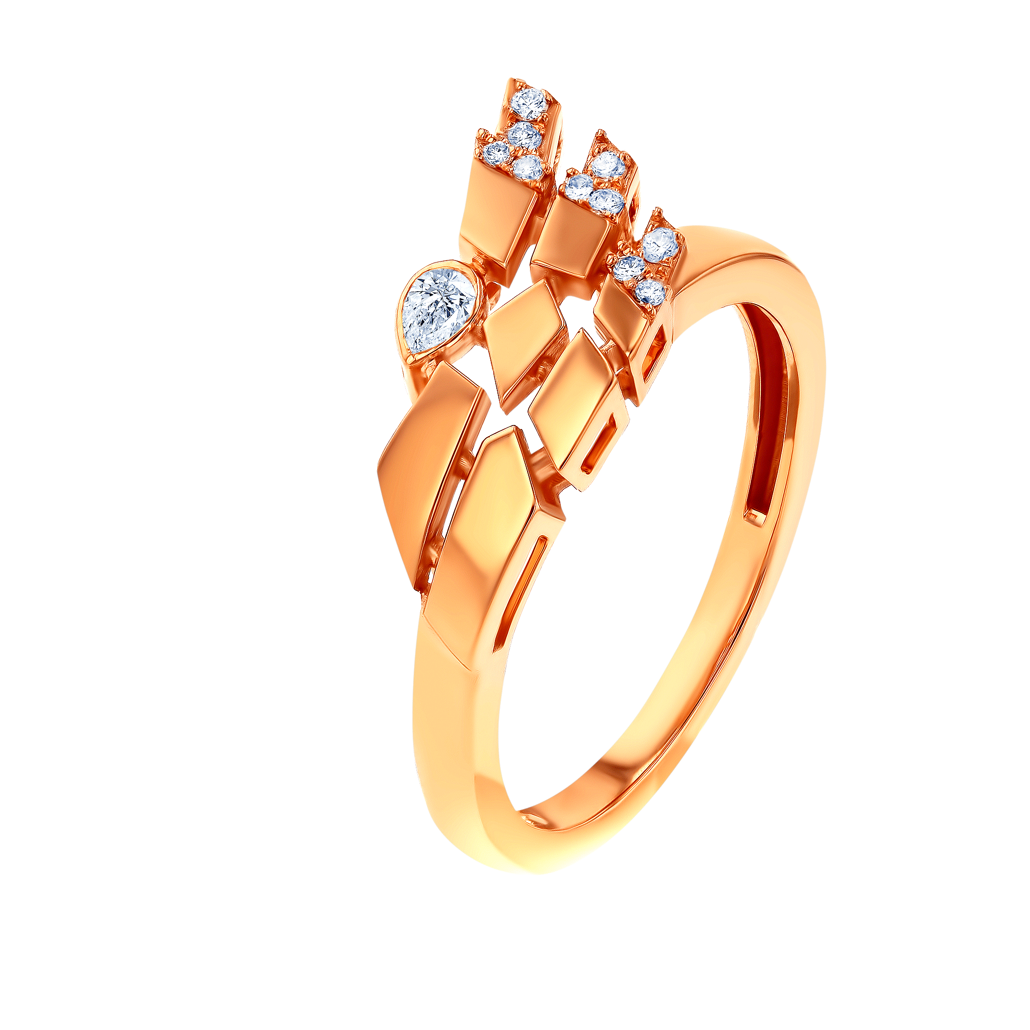 Glacial Ring  in 18K Rose  Gold Studded Diamonds