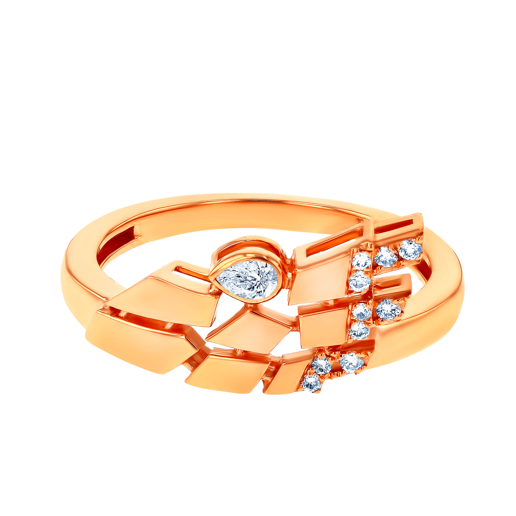 Glacial Ring  in 18K Rose  Gold Studded Diamonds