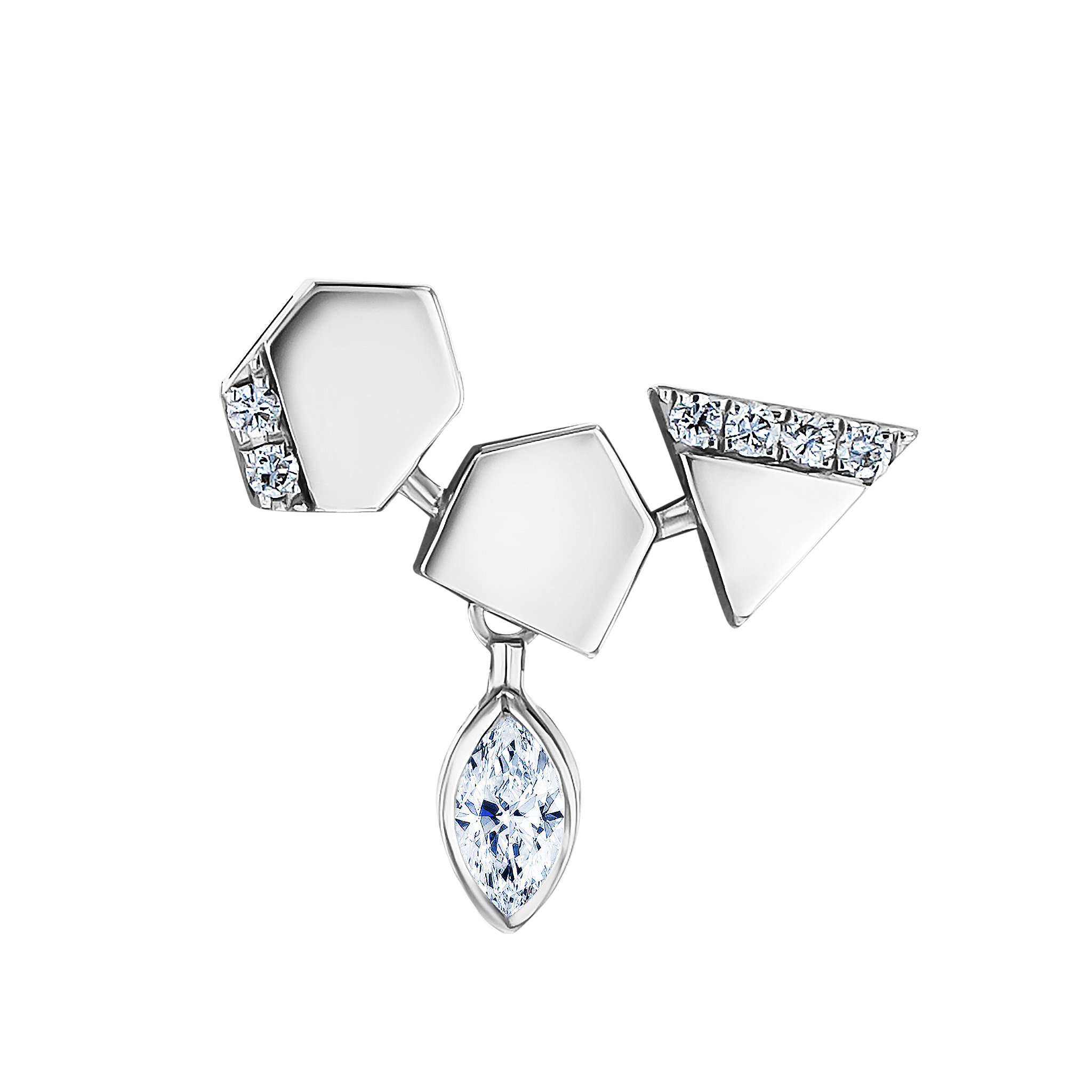 Glacial Earring  in 18K White  Gold Studded with Diamonds