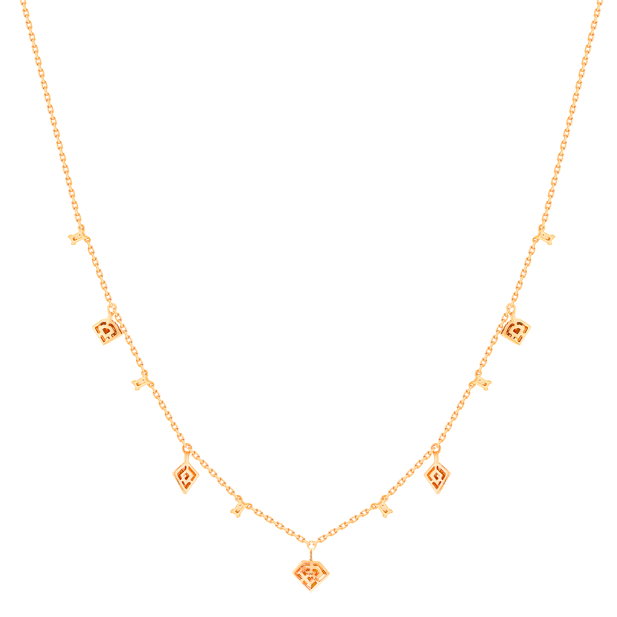 Glacial Necklace  in 18K Rose  Gold Studded with Diamonds