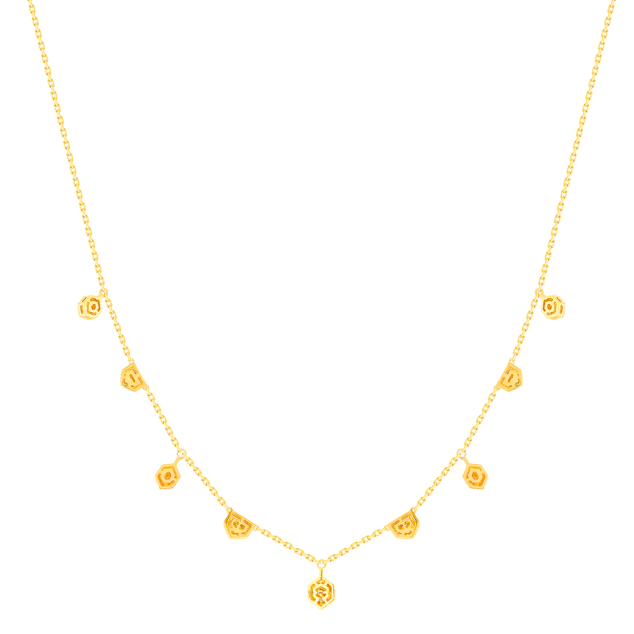 Glacial Necklace  in 18K Yellow  Gold Studded with Diamonds