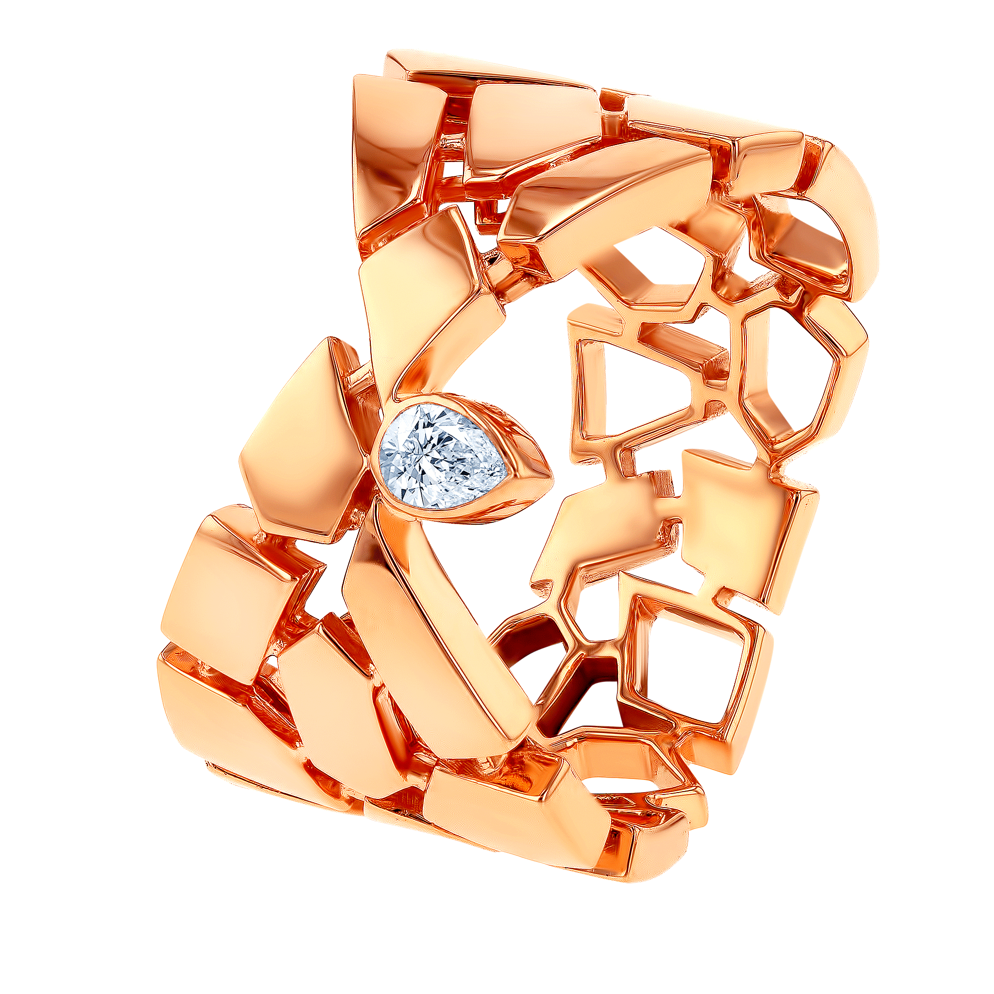 Glacial Ring  in 18K Rose  Gold Studded with Diamonds