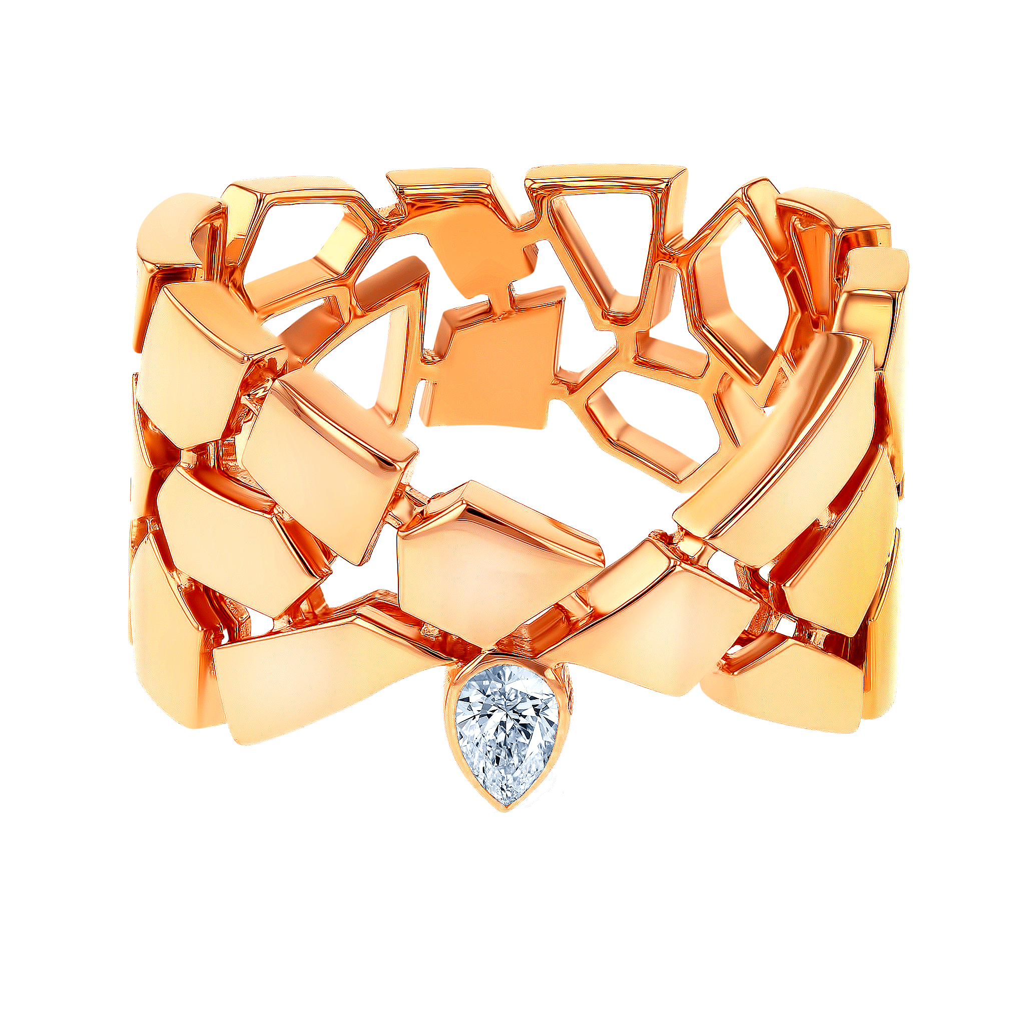 Glacial Ring  in 18K Rose  Gold Studded with Diamonds