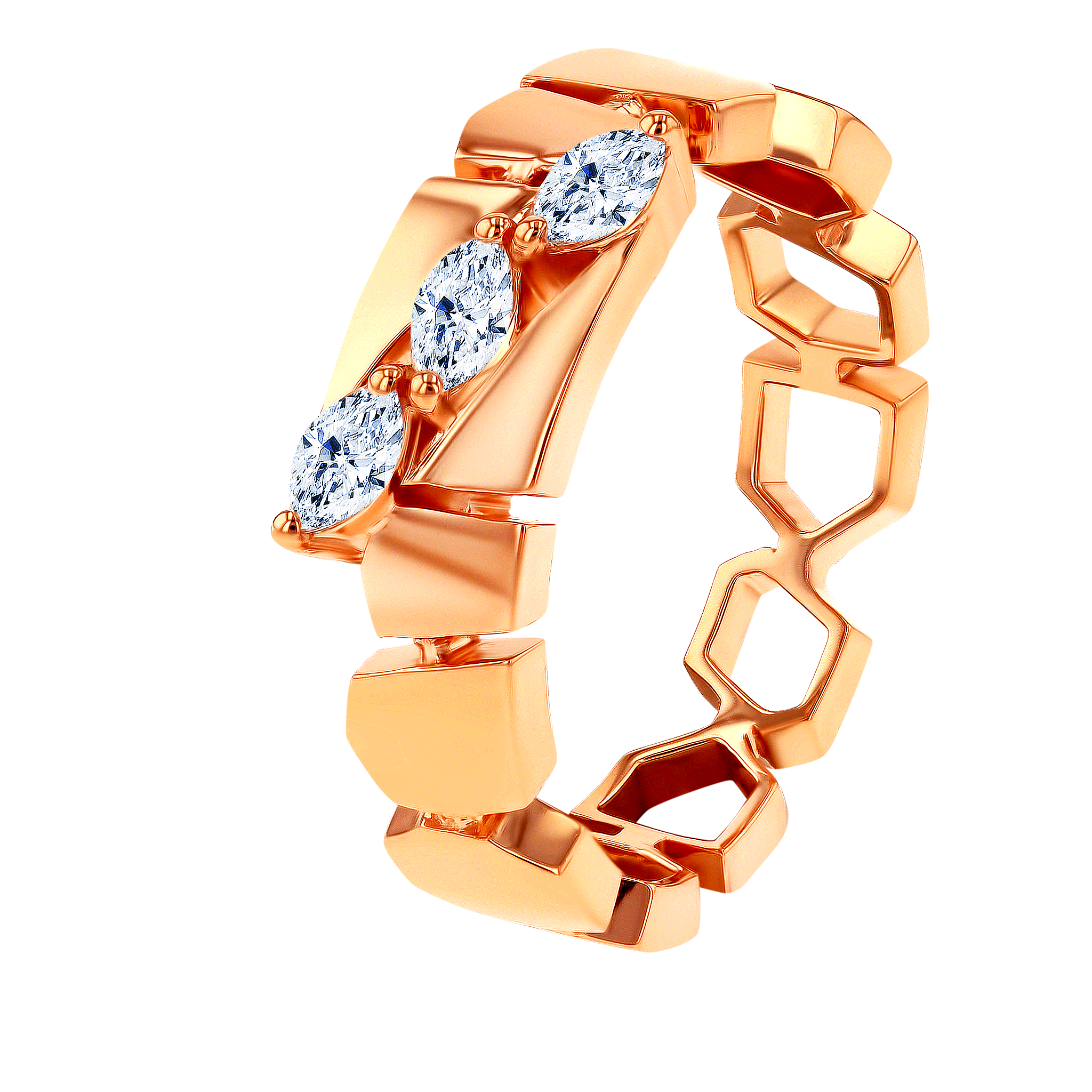Glacial Ring  in 18K Rose  Gold Studded with Diamonds