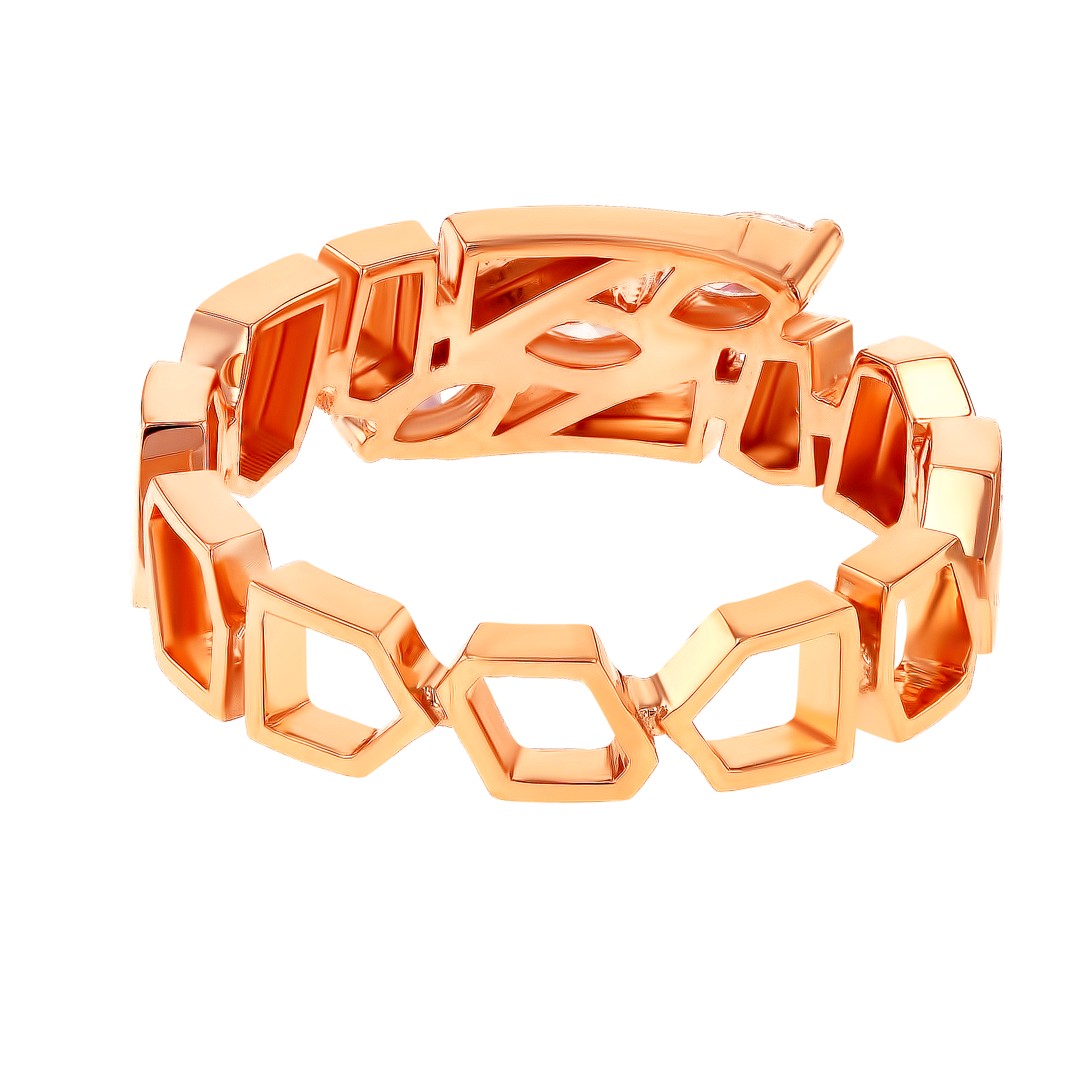 Glacial Ring  in 18K Rose  Gold Studded with Diamonds