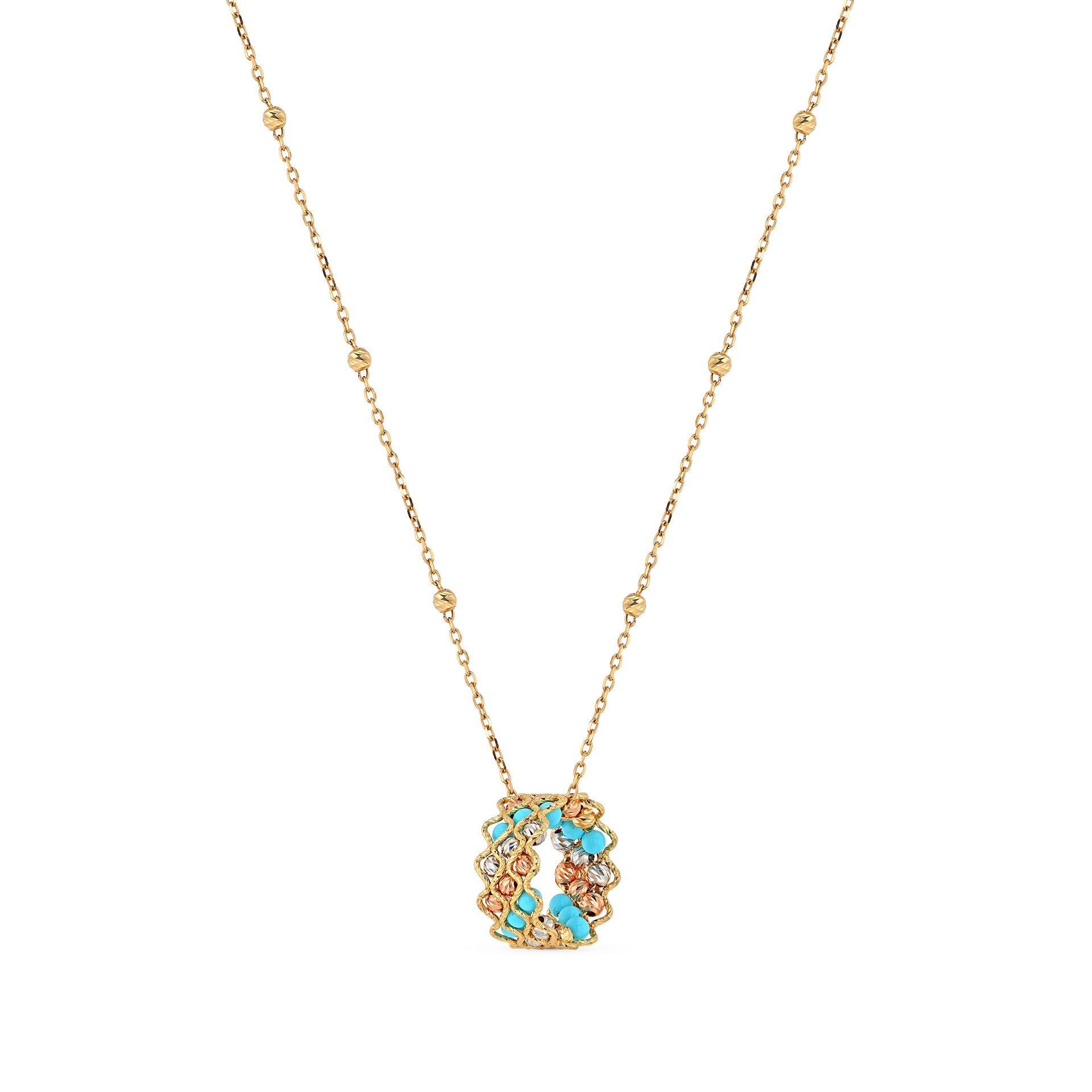Golden Pizzo 18k Yellow Gold and Turquoise Necklace