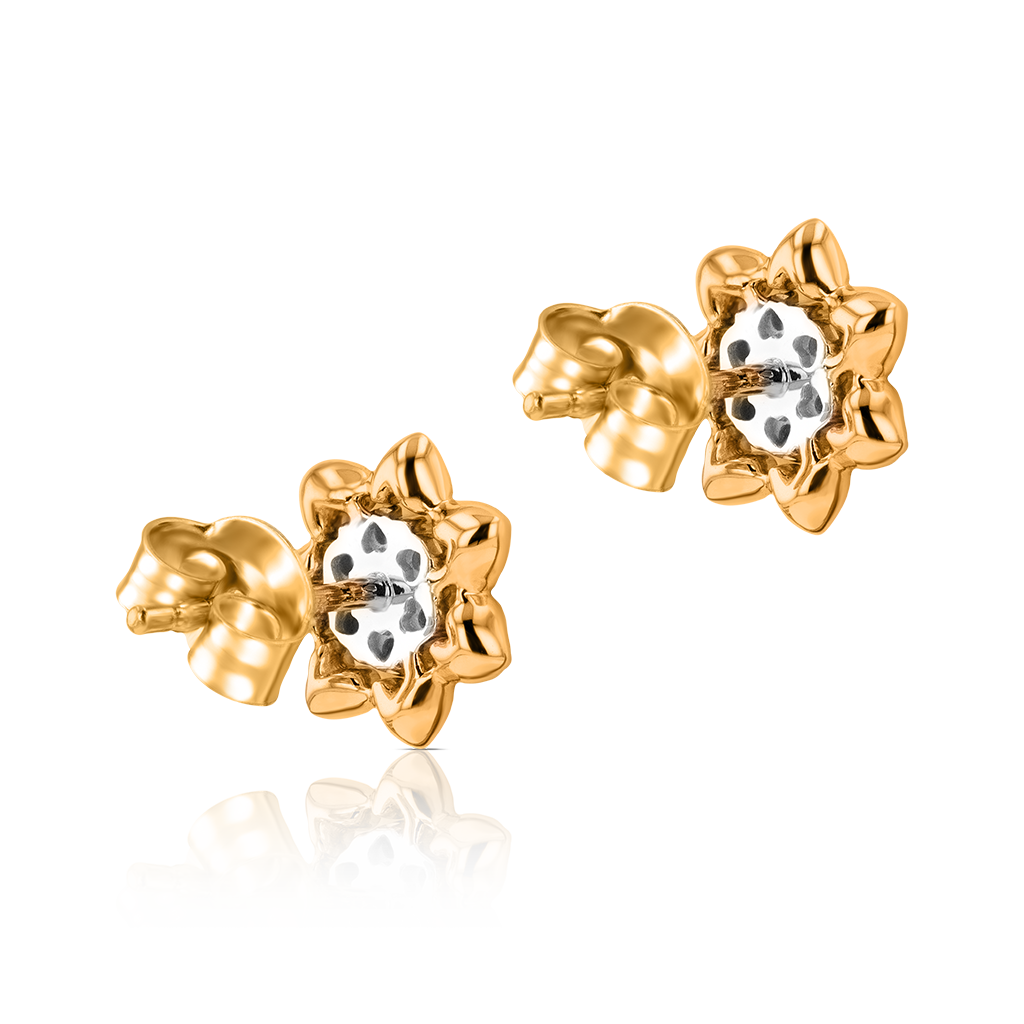 Heart To Heart Star Flower Earrings Yellow Gold 