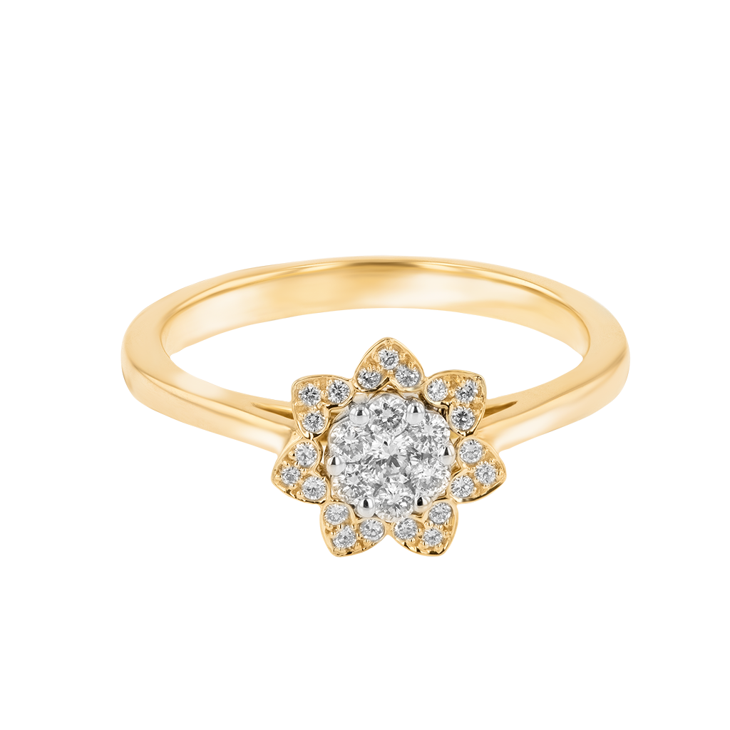 Heart To Heart Star Flower Ring Yellow Gold 