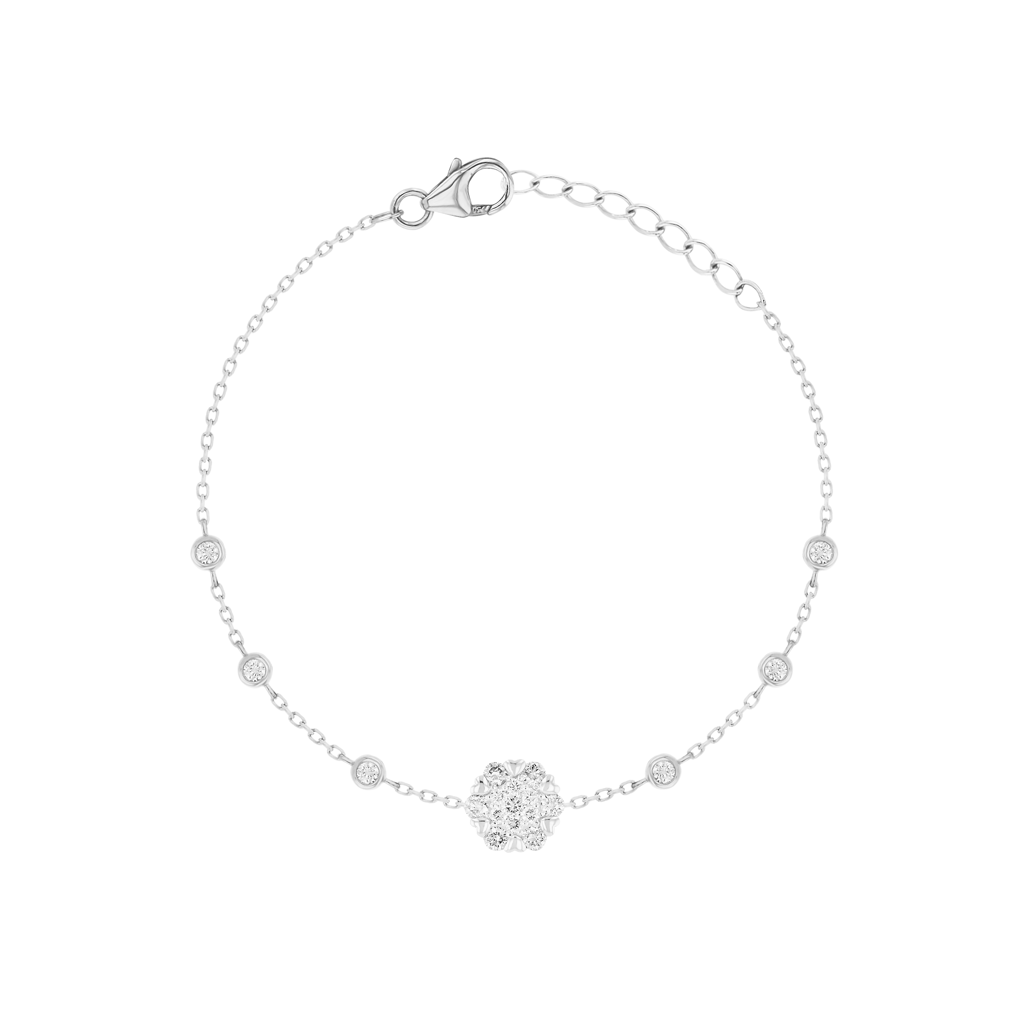 H2H Bracelet  in 18K White  Gold Studded  with Diamonds