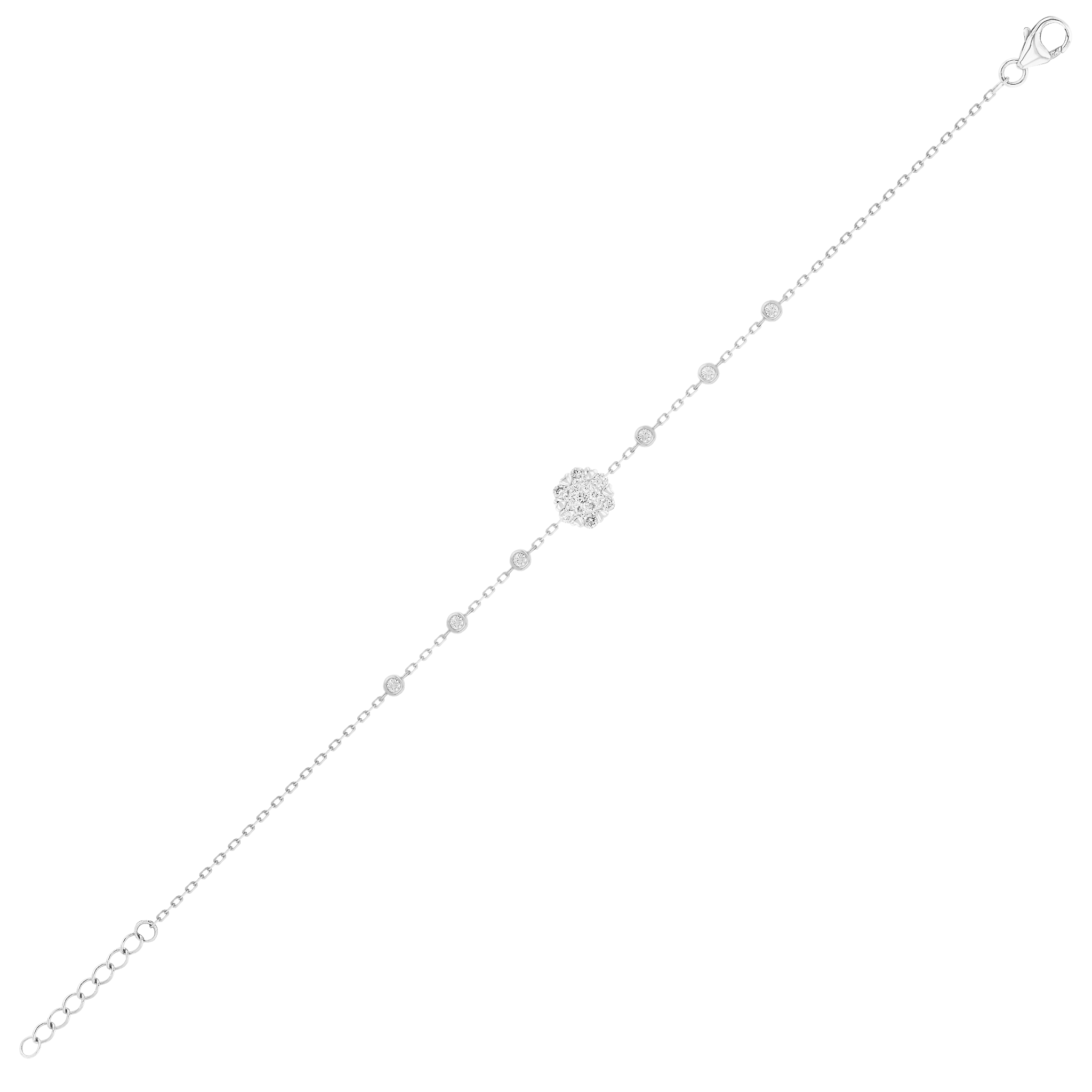 H2H Bracelet  in 18K White  Gold Studded  with Diamonds