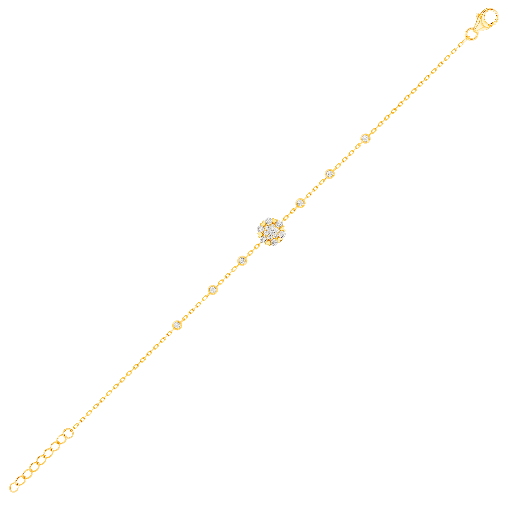 H2H Bracelet  in 18K Yellow Gold Studded  with  Diamonds