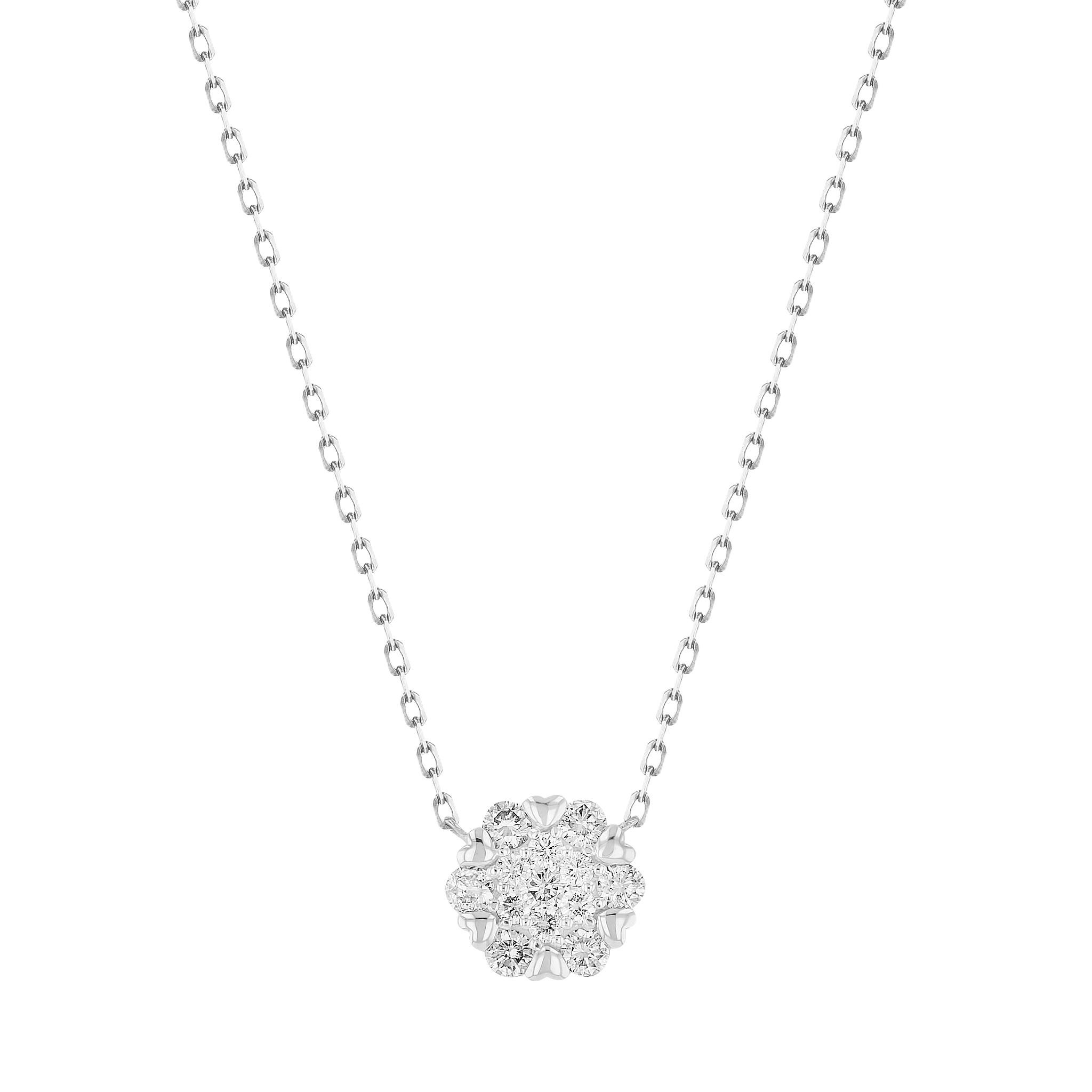 H2H  Necklace  in 18K White  Gold Studded  with Diamonds
