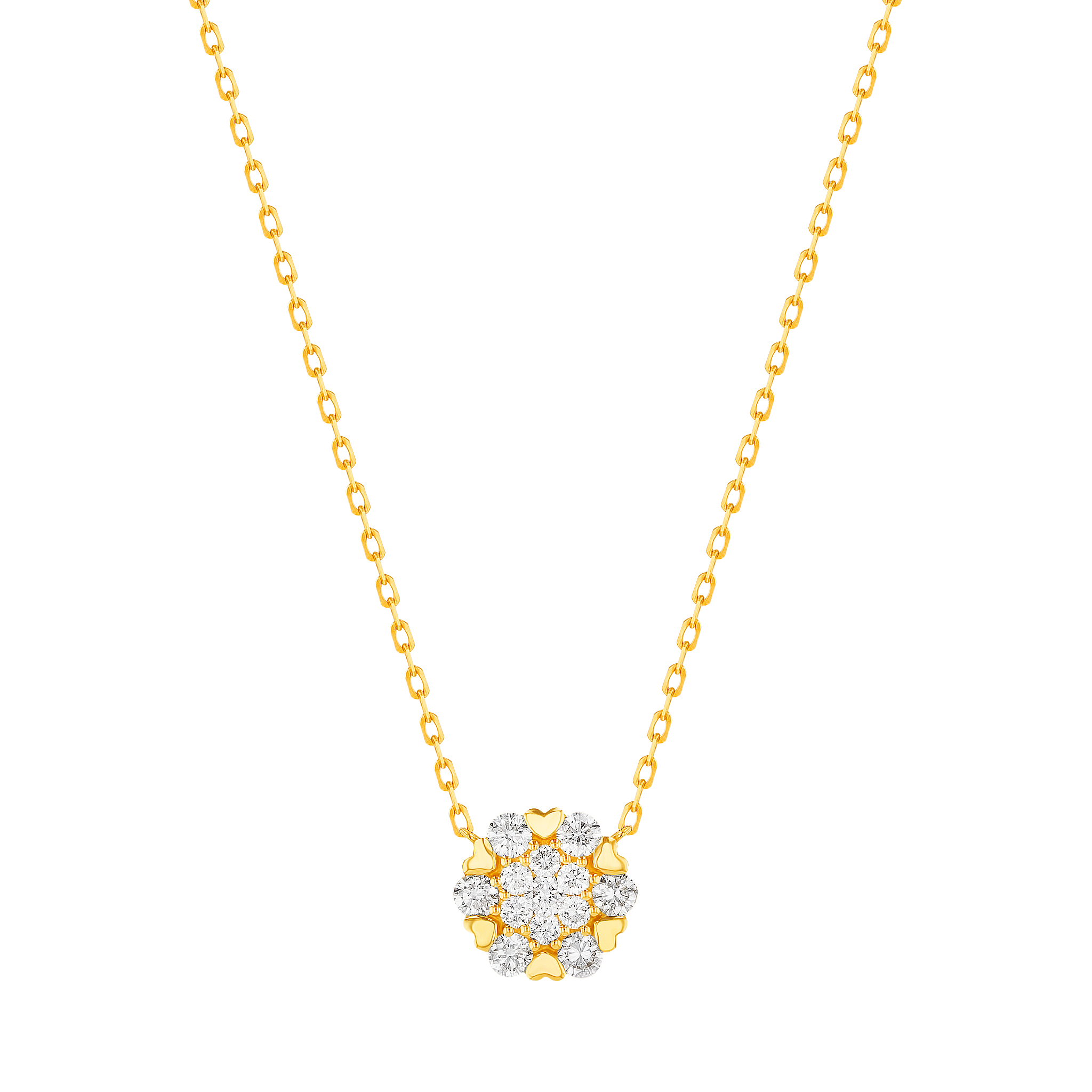 H2H  Necklace in 18K Yellow Gold Studded  with   Diamonds