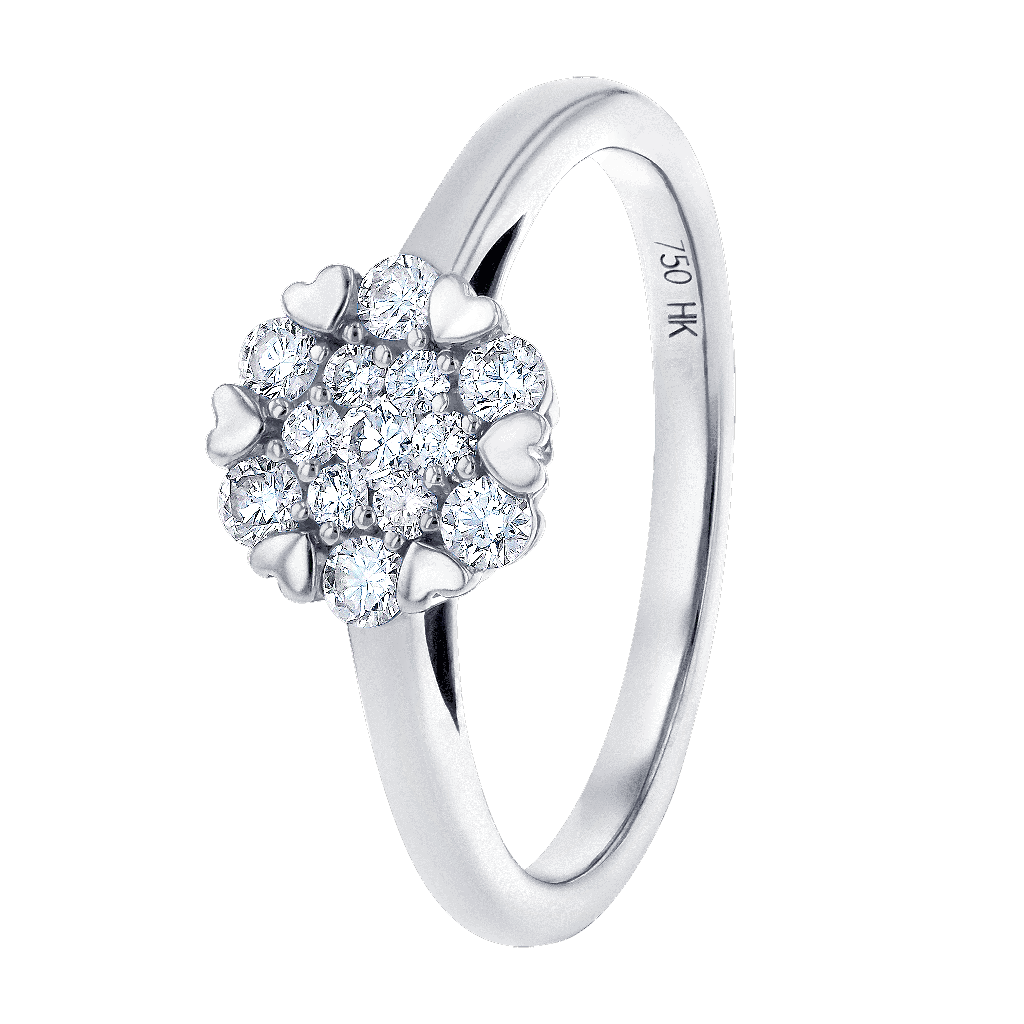 H2H  Ring in 18K White  Gold Studded  with  Diamonds