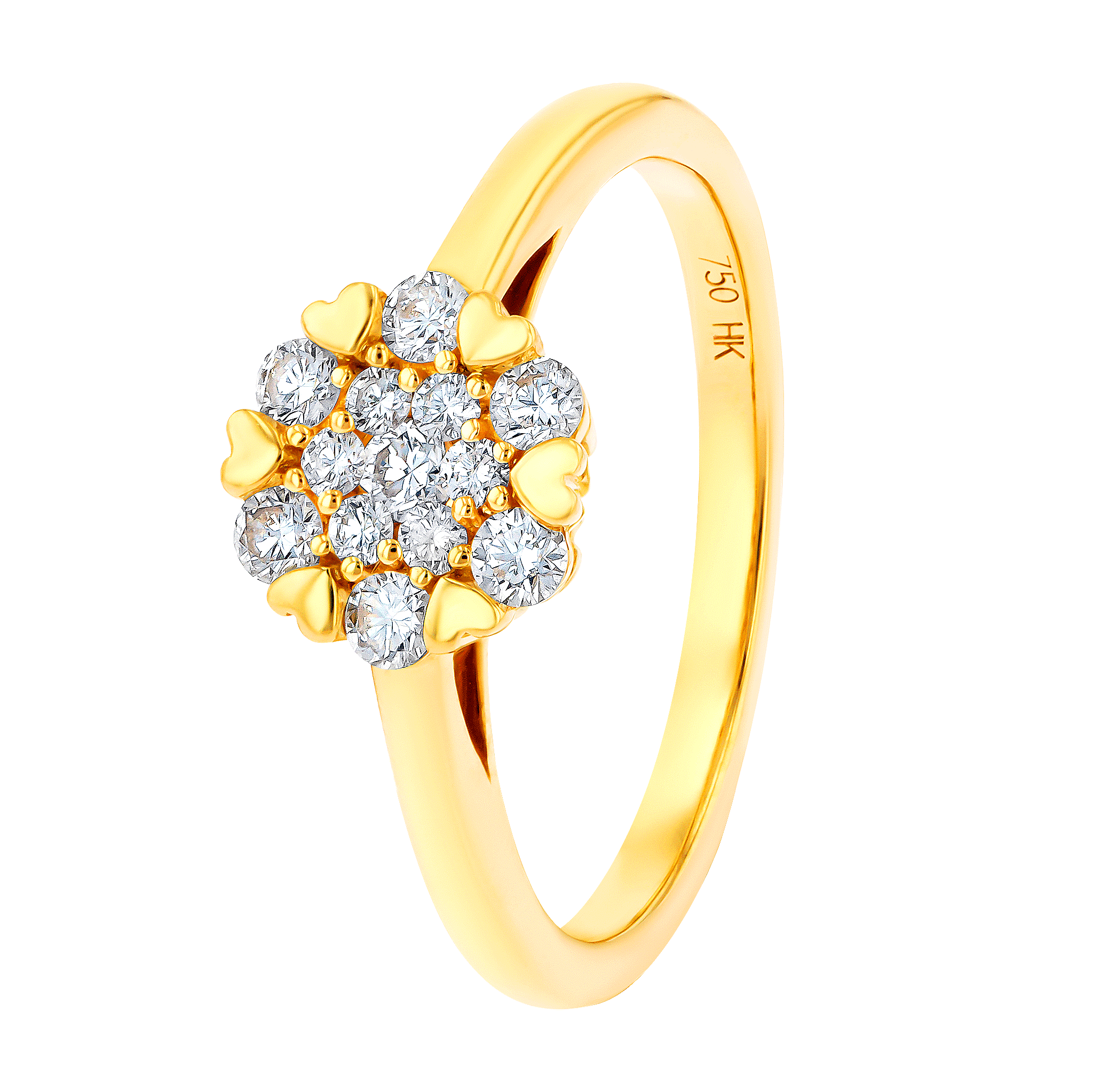 H2H  Ring  in 18K Yellow Gold Studded  with  Diamonds
