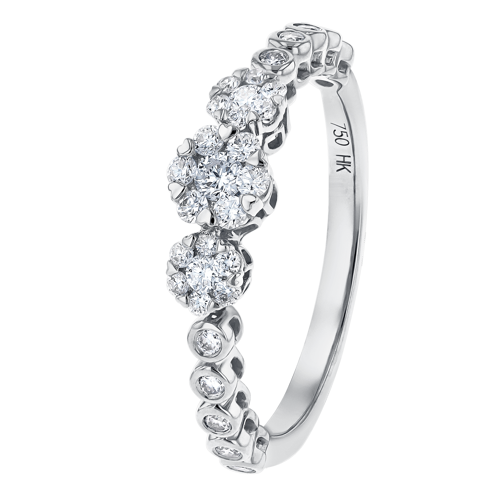 H2H Ring in 18K White  Gold Studded with Diamonds
