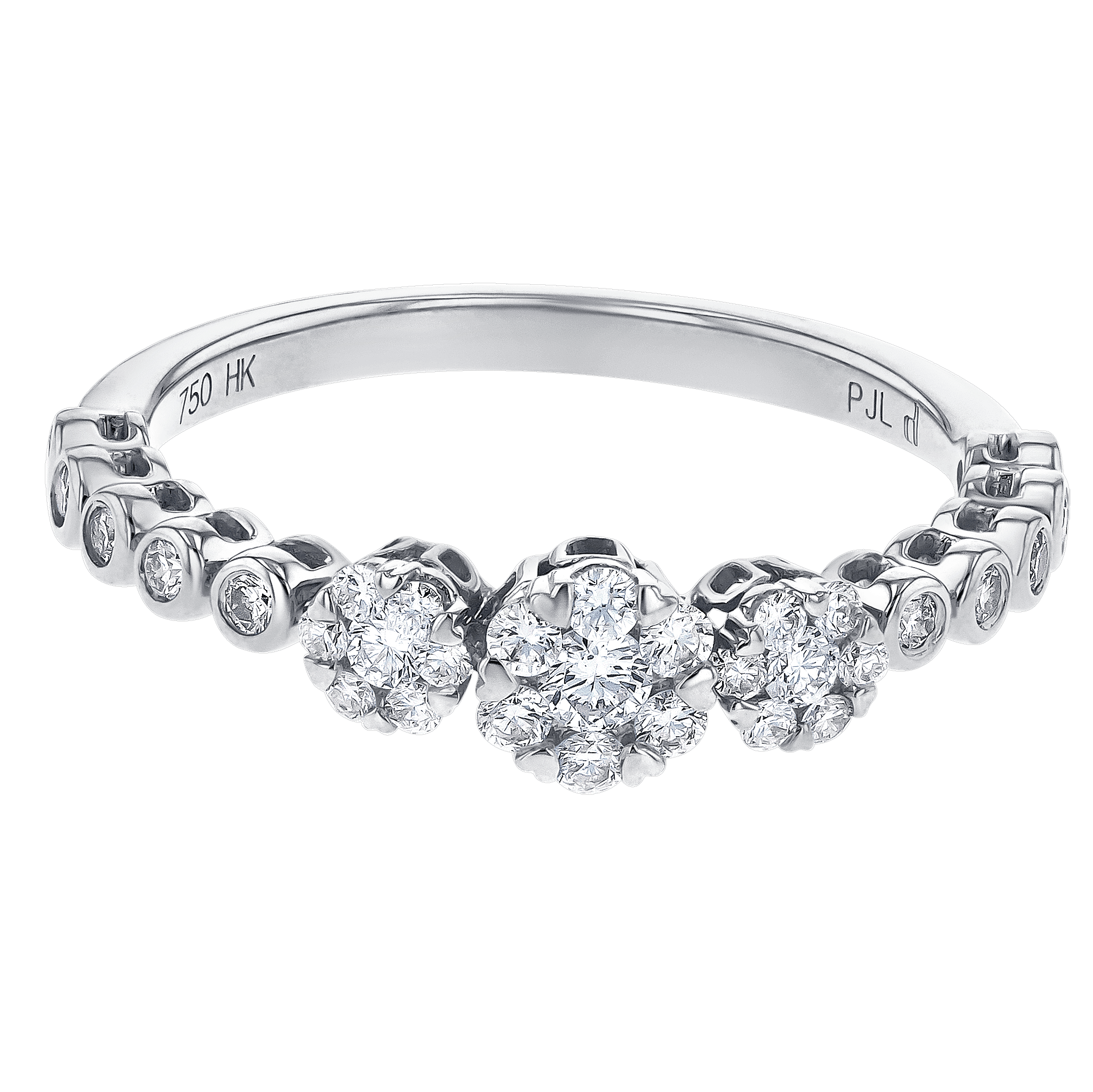 H2H Ring in 18K White  Gold Studded with Diamonds