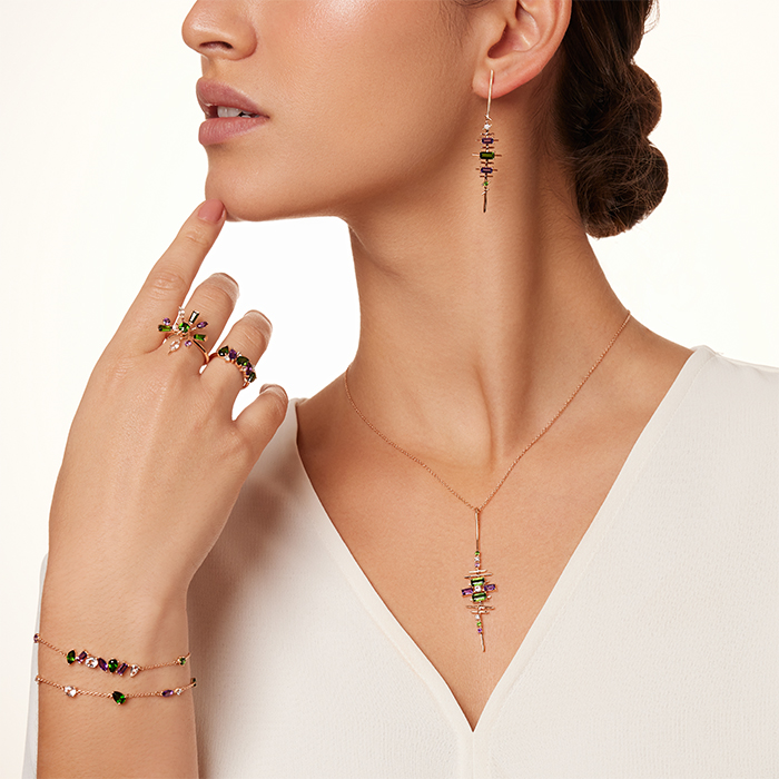 Fireworks Fiesta Diamond and Precious Gem Earrings in 18k Rose Gold