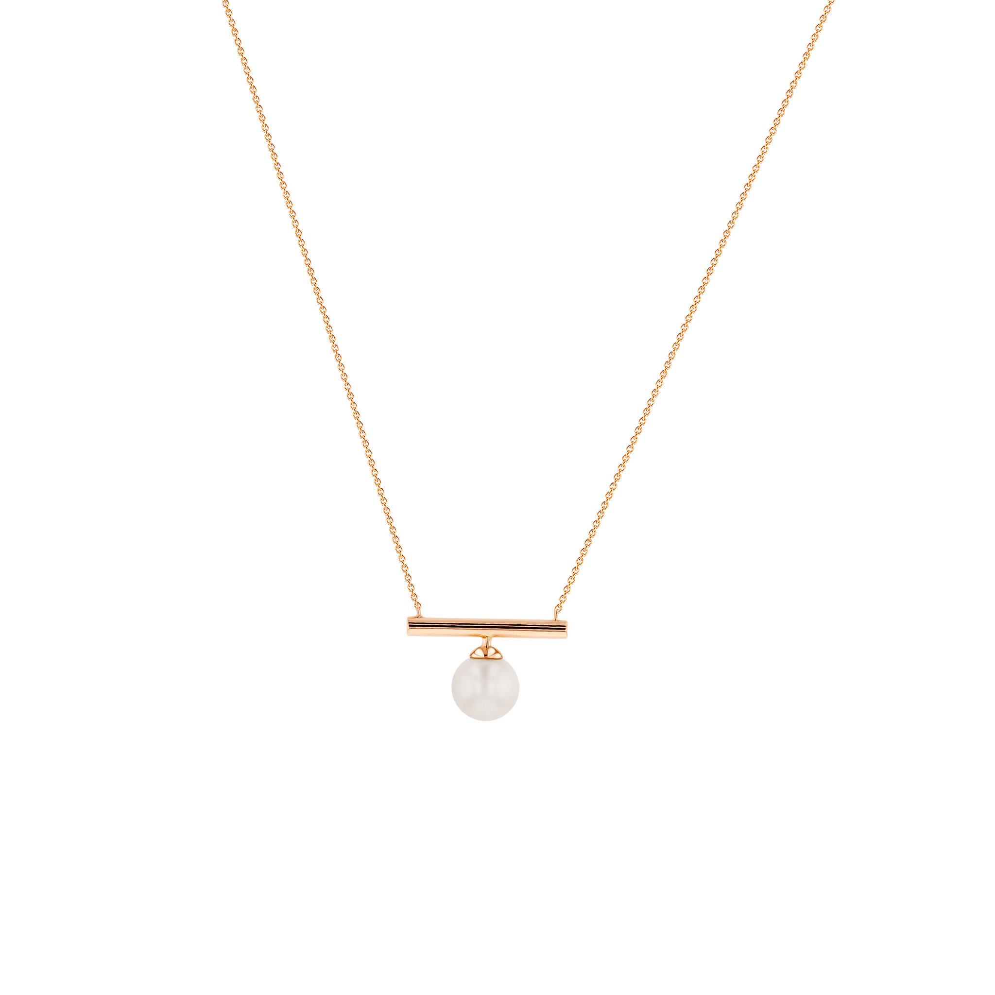 Kiku Glow Necklace in 18K Rose Gold With a Freshwater Pearl