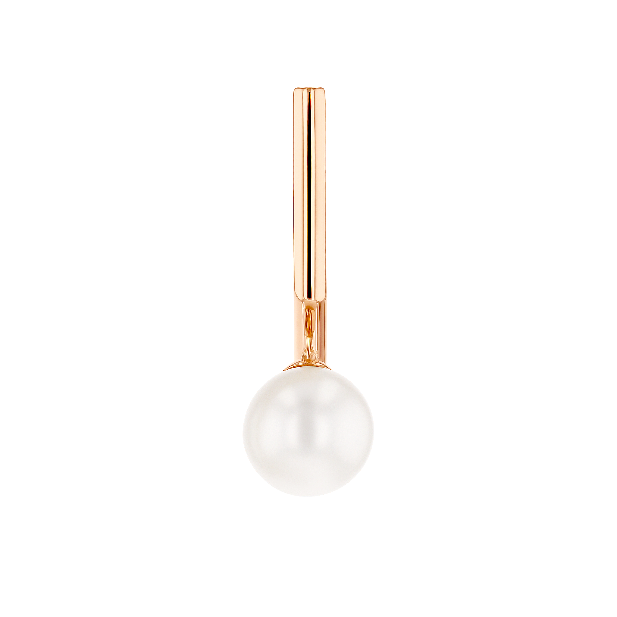Kiku Glow Earrings in 18K Rose Gold With Two Freshwater Pearls on Bent Bar 