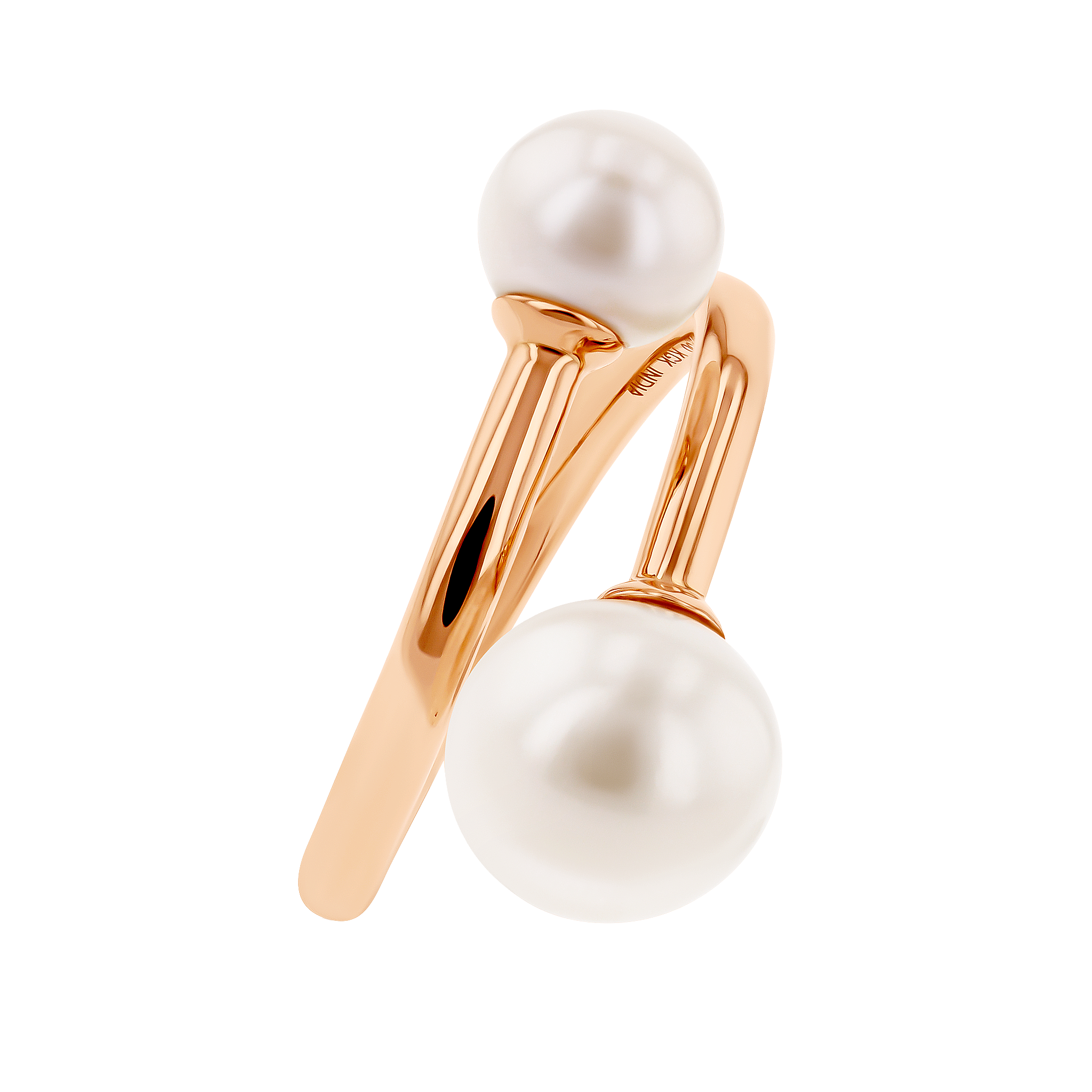 Kiku Glow Open Ring in 18K Rose Gold With Two Freshwater Pearls
