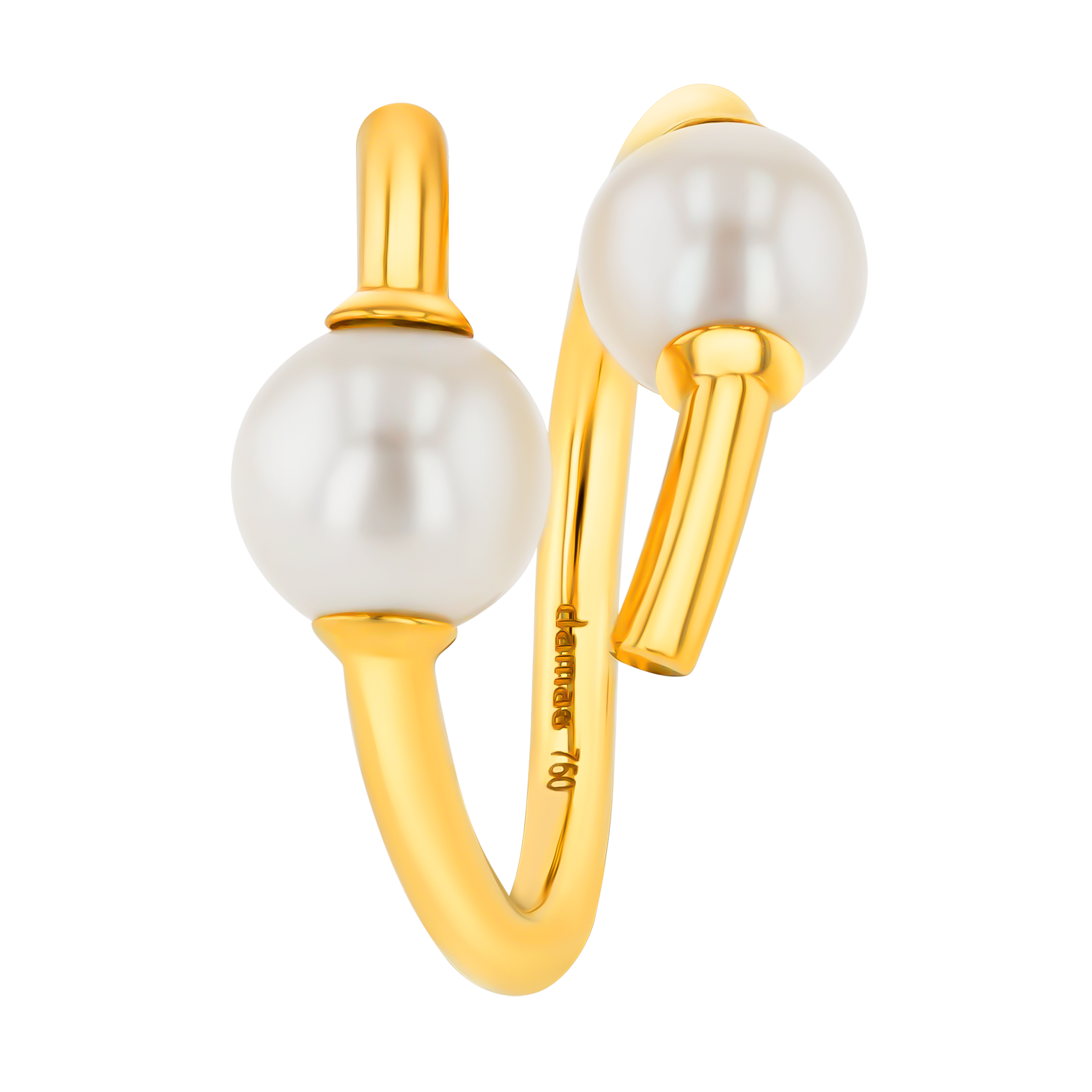 Kiku Glow Open Ring in 18K Yellow Gold With Two Freshwater Pearls