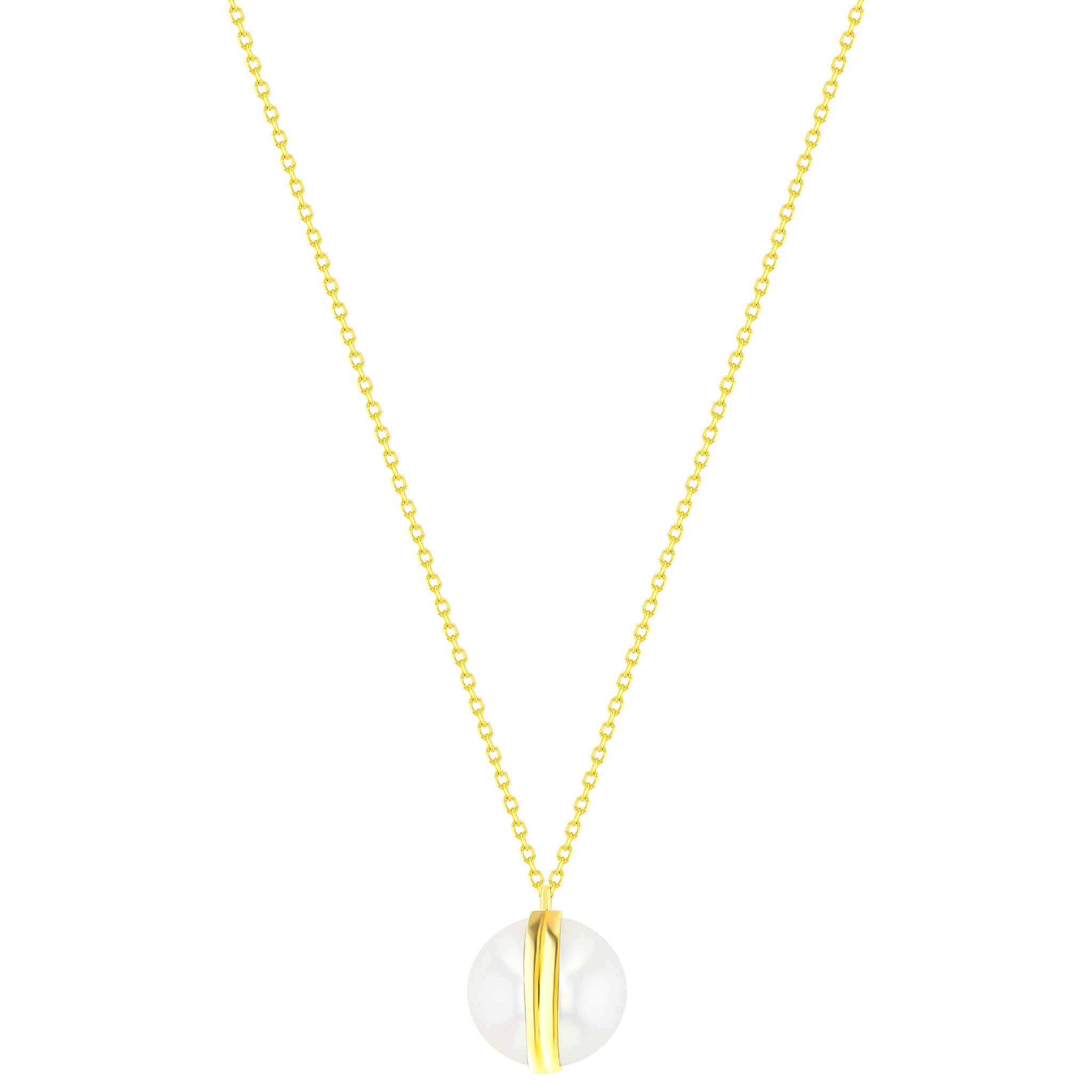 Kiku Glow Sphere Necklace In 18K Yellow Gold With Freshwater Pearls