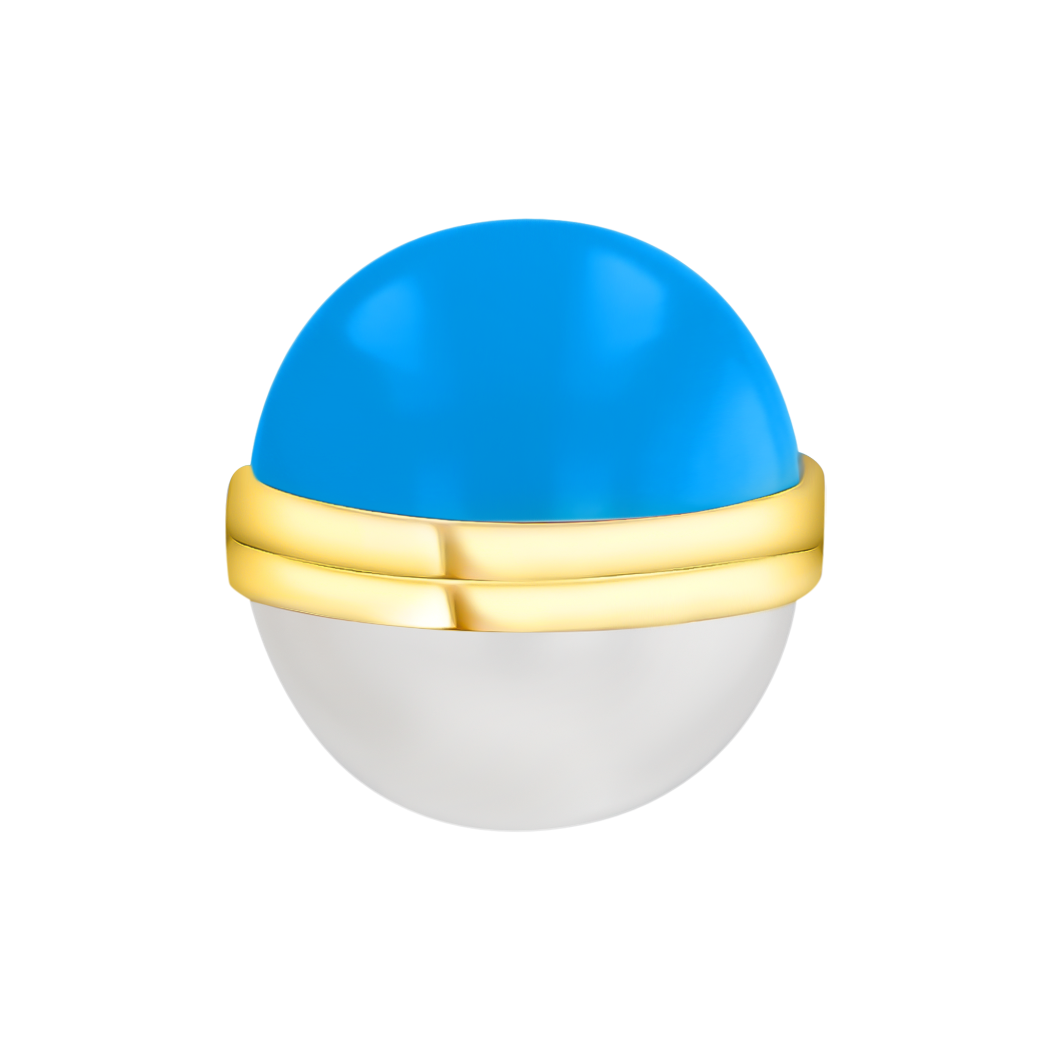 Kiku Glow Sphere Earrings In 18K Yellow Gold With Freshwater Pearls and Turquoise Stones