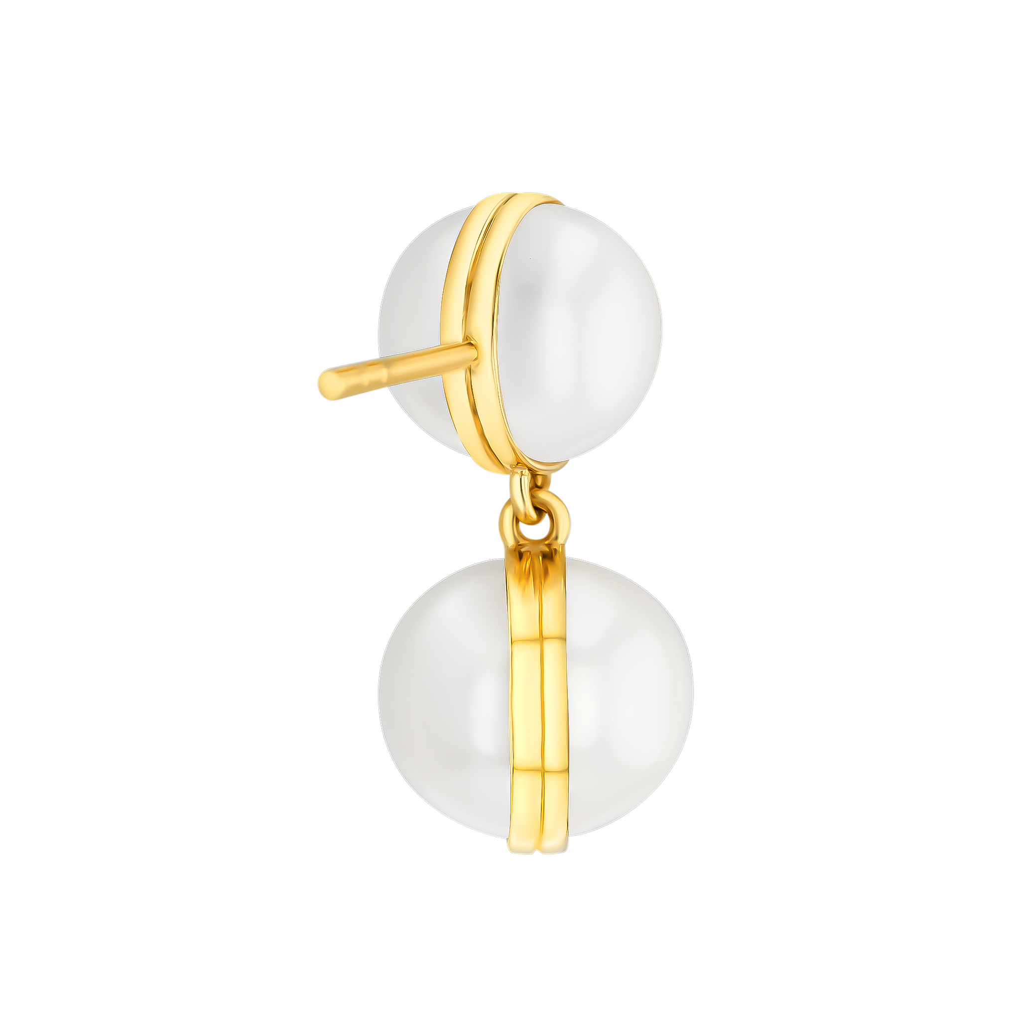 Kiku Glow Sphere Earrings In 18K Yellow Gold With Eight Freshwater Pearls