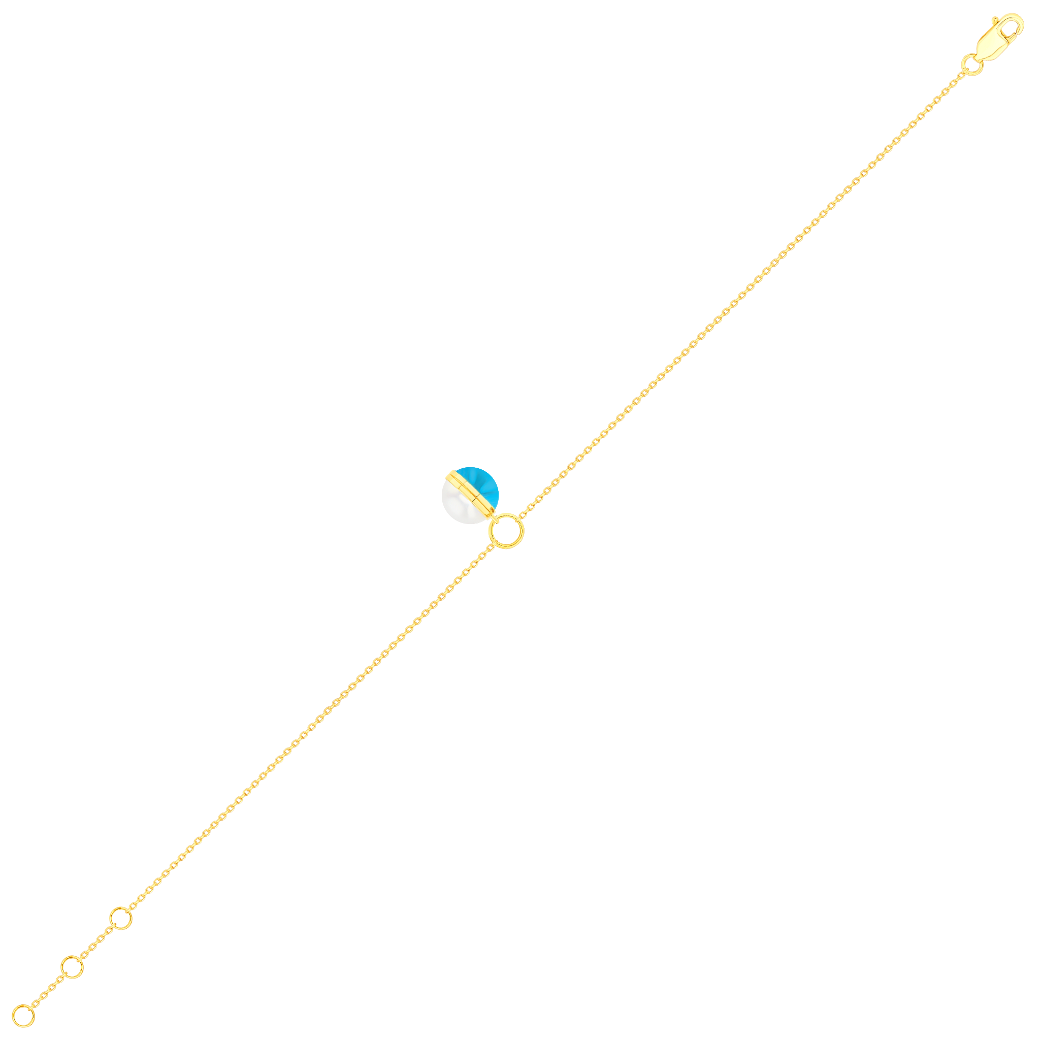 Kiku Glow Sphere Bracelet In 18K Yellow Gold With Freshwater Pearl and Turquoise Stone
