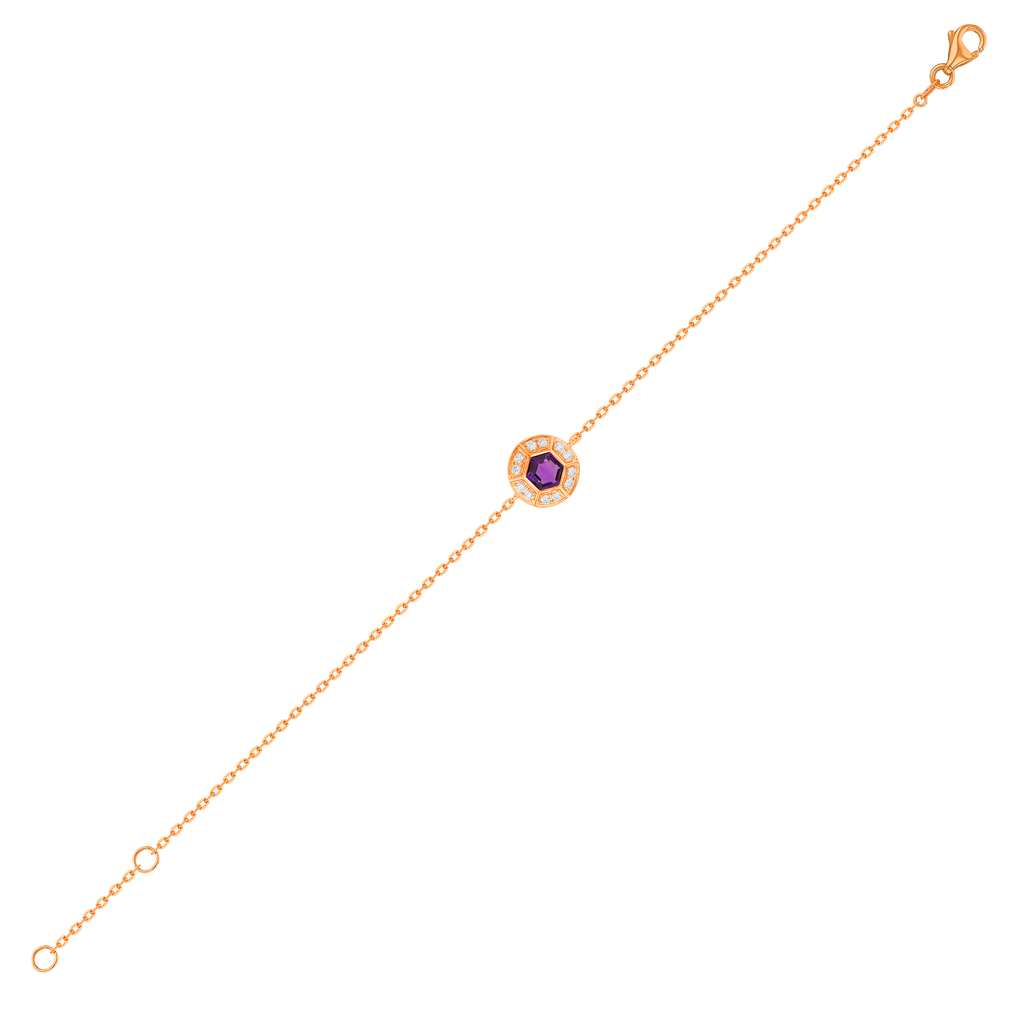 Kanzi Bracelet in 18K Rose Gold and studded with Purple Amethyst