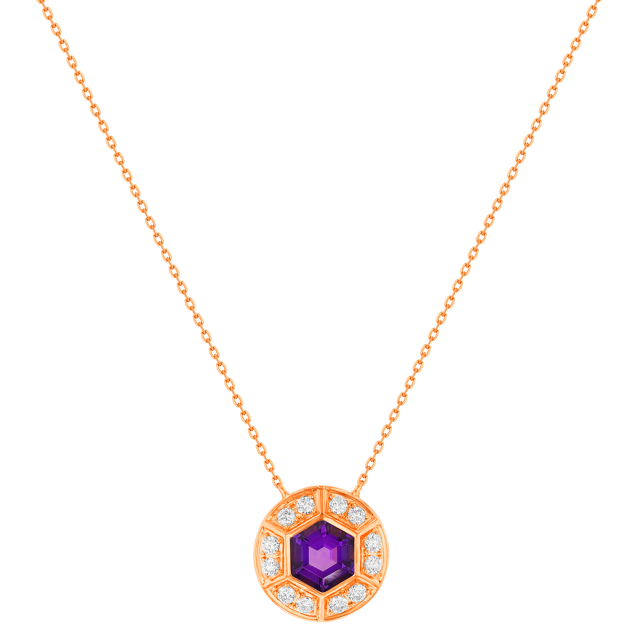 Kanzi Necklace in 18K Rose Gold and studded with Purple Amethyst