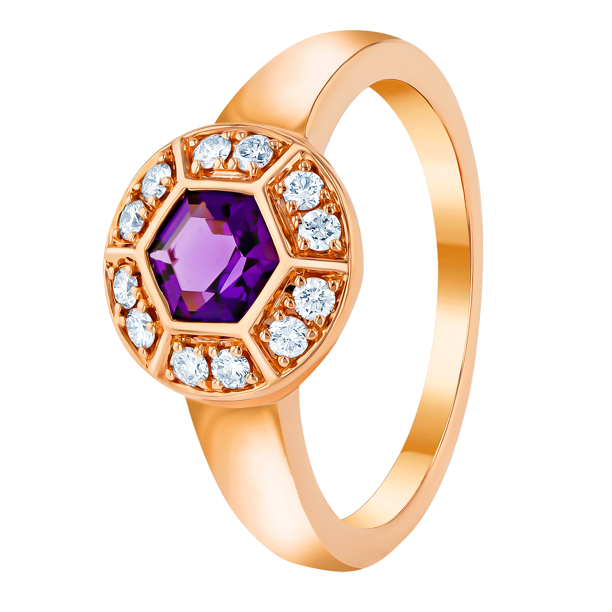 Kanzi Ring in 18K Rose Gold and studded with Purple Amethyst