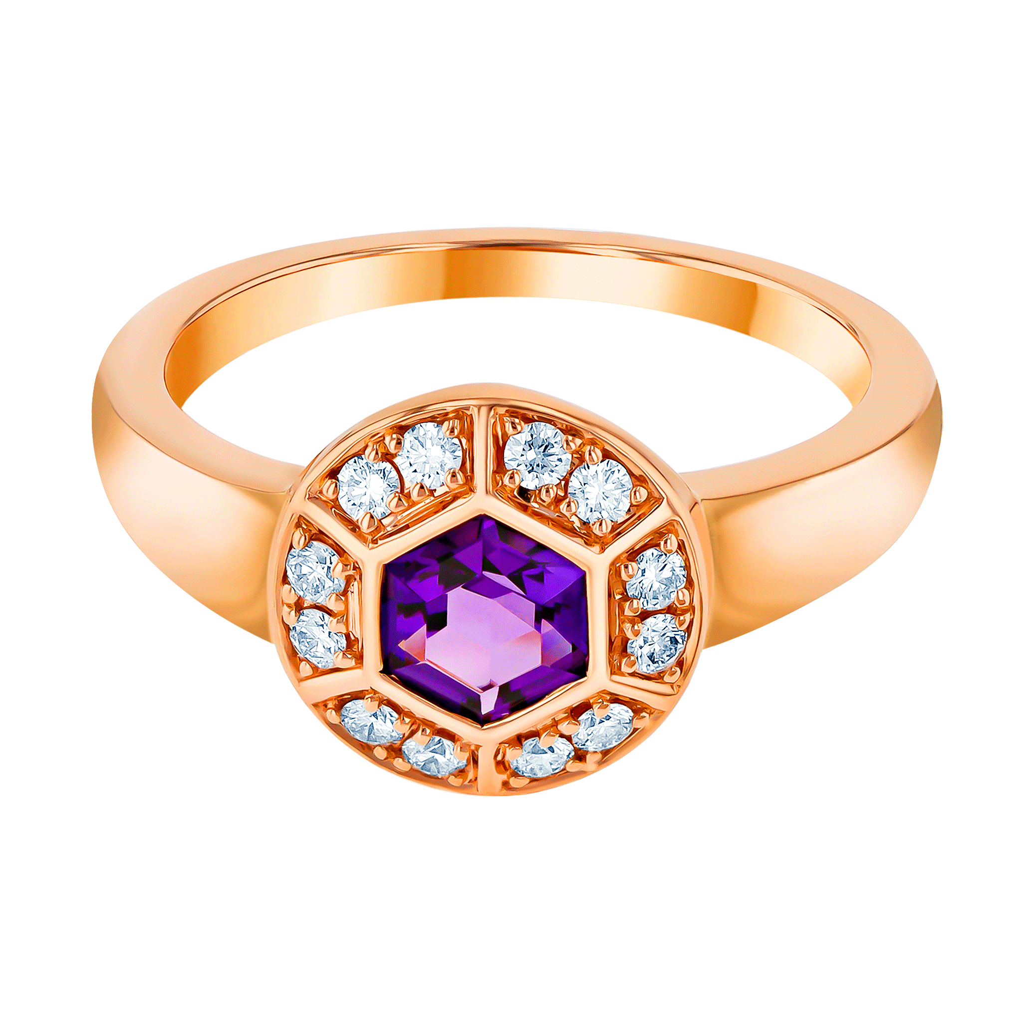 Kanzi Ring in 18K Rose Gold and studded with Purple Amethyst