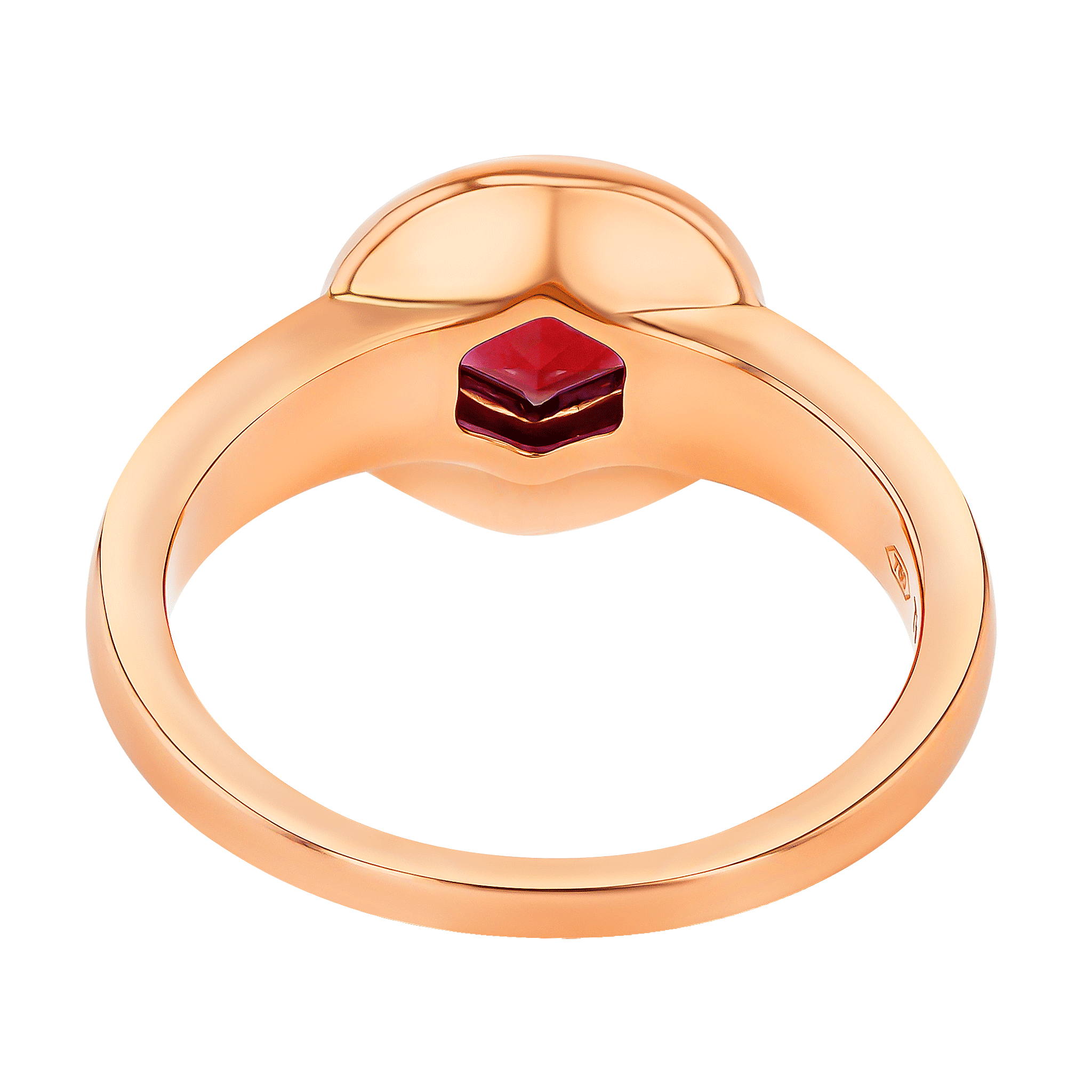 Kanzi Ring in 18K Rose Gold and studded with Raspberry Rhodolite