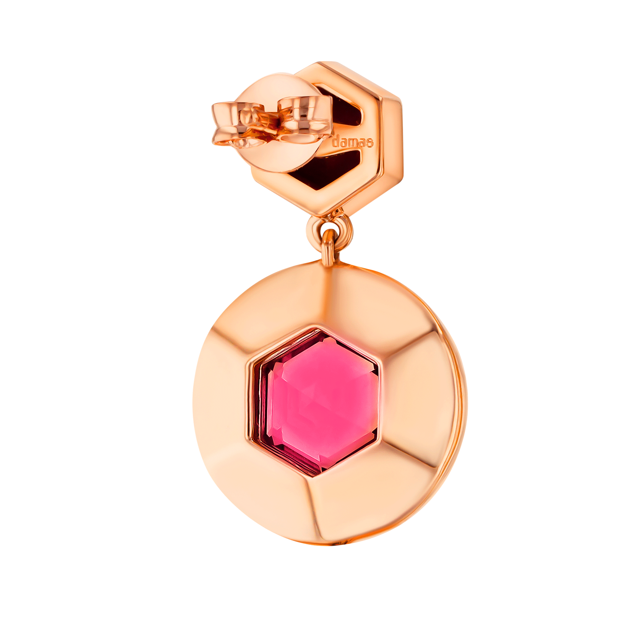 Kanzi Earrings in 18K Rose Gold and studded with Raspberry Rhodolite and Orange Citrine
