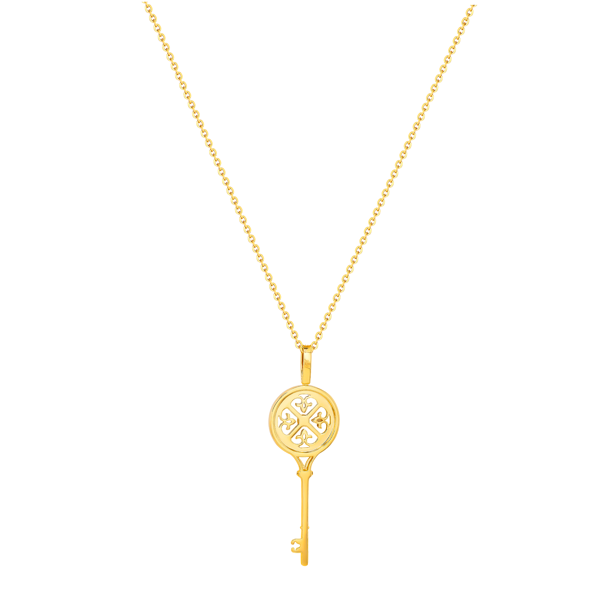 Lace Key 18k Yellow Gold Diamond Necklace
