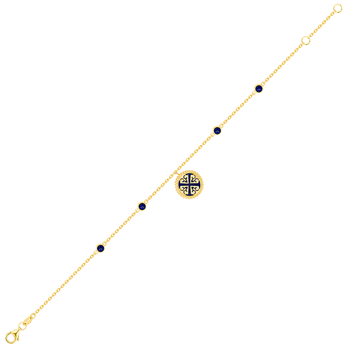 Lace Petite Yellow Gold Diamond Bracelet with Lapis Lazuli