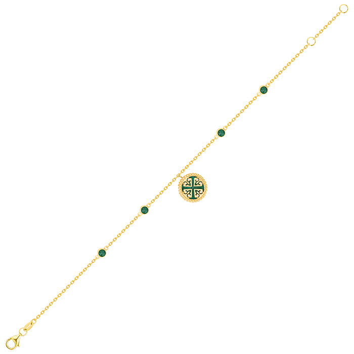 Lace Petite Yellow Gold Diamond Bracelet with Malachite