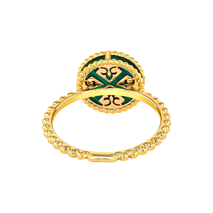 Lace Petite Yellow Gold Diamond Ring with Malachite