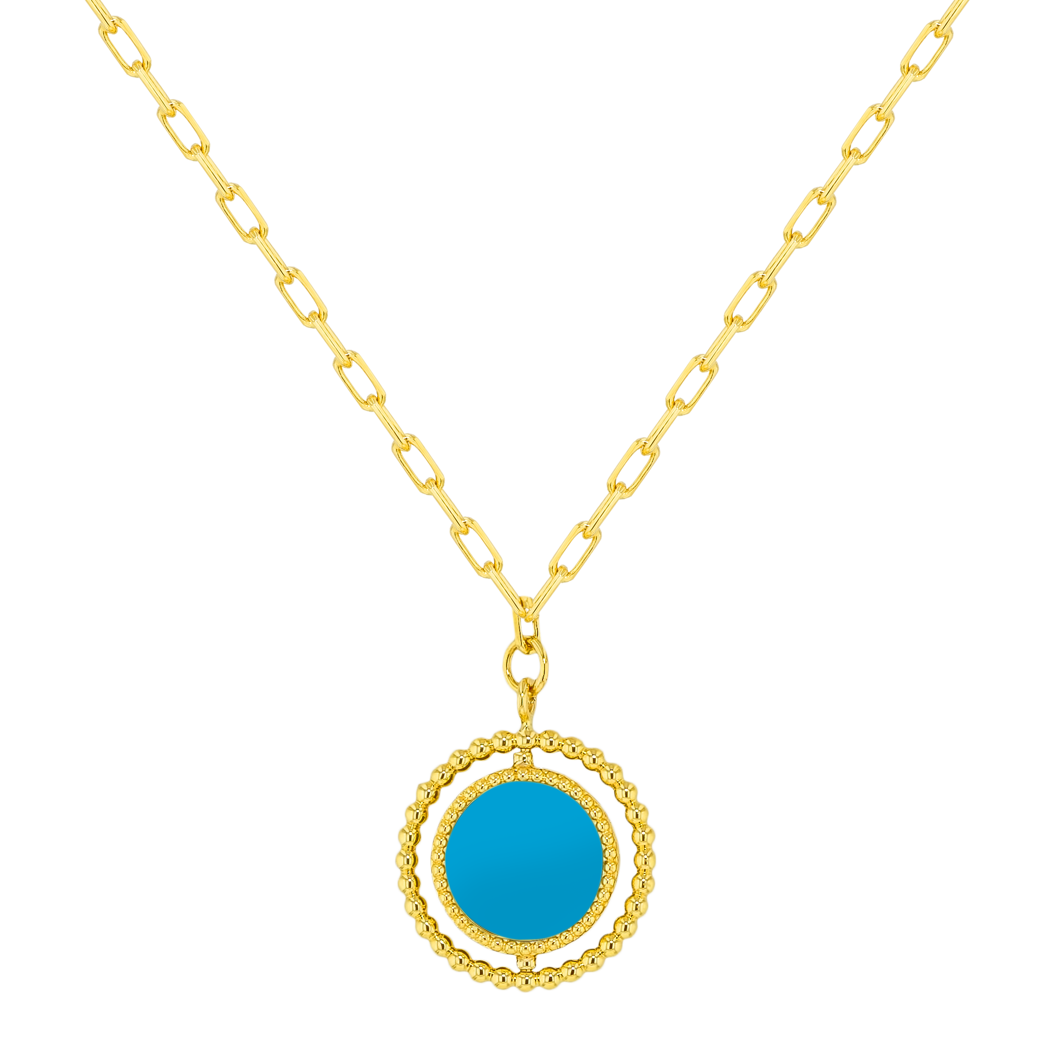 Lace Link Chain Single Turquiose medallion