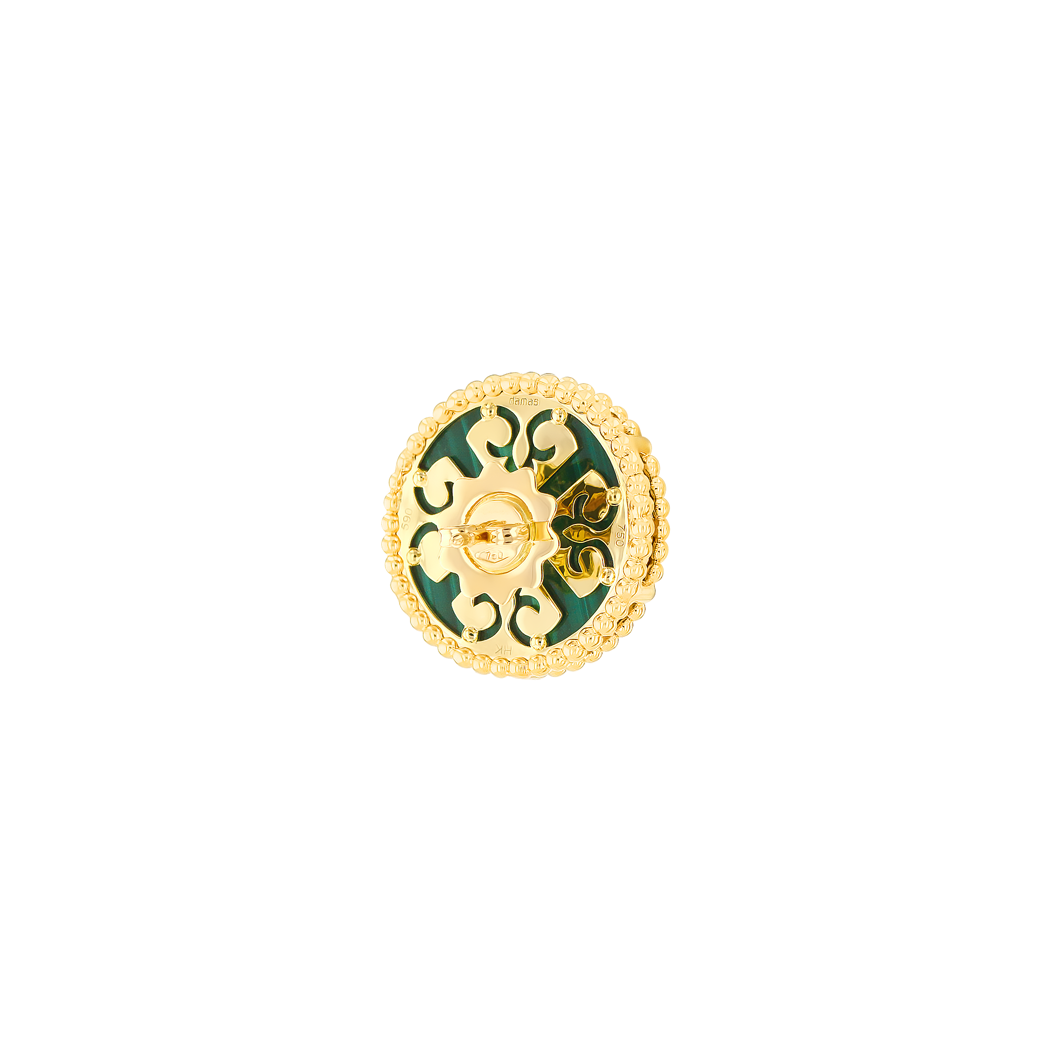 Lace Single Medallion Earrings in 18K Rose Gold With Malachite And Diamonds