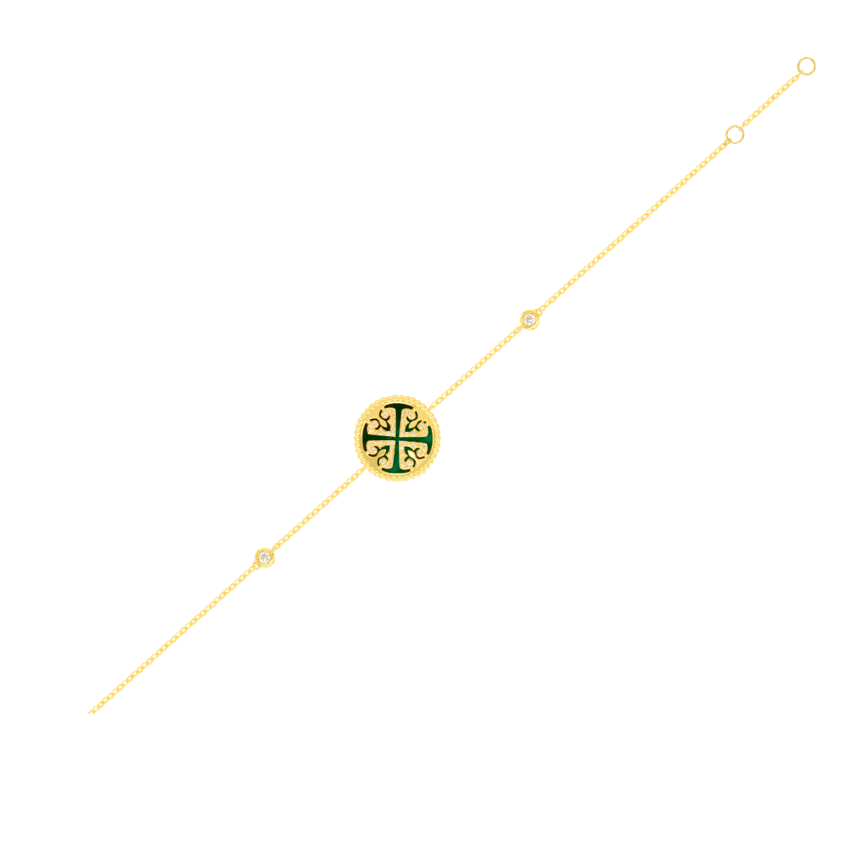 Lace Malachite Stone Diamond Bracelet in 18K Yellow Gold