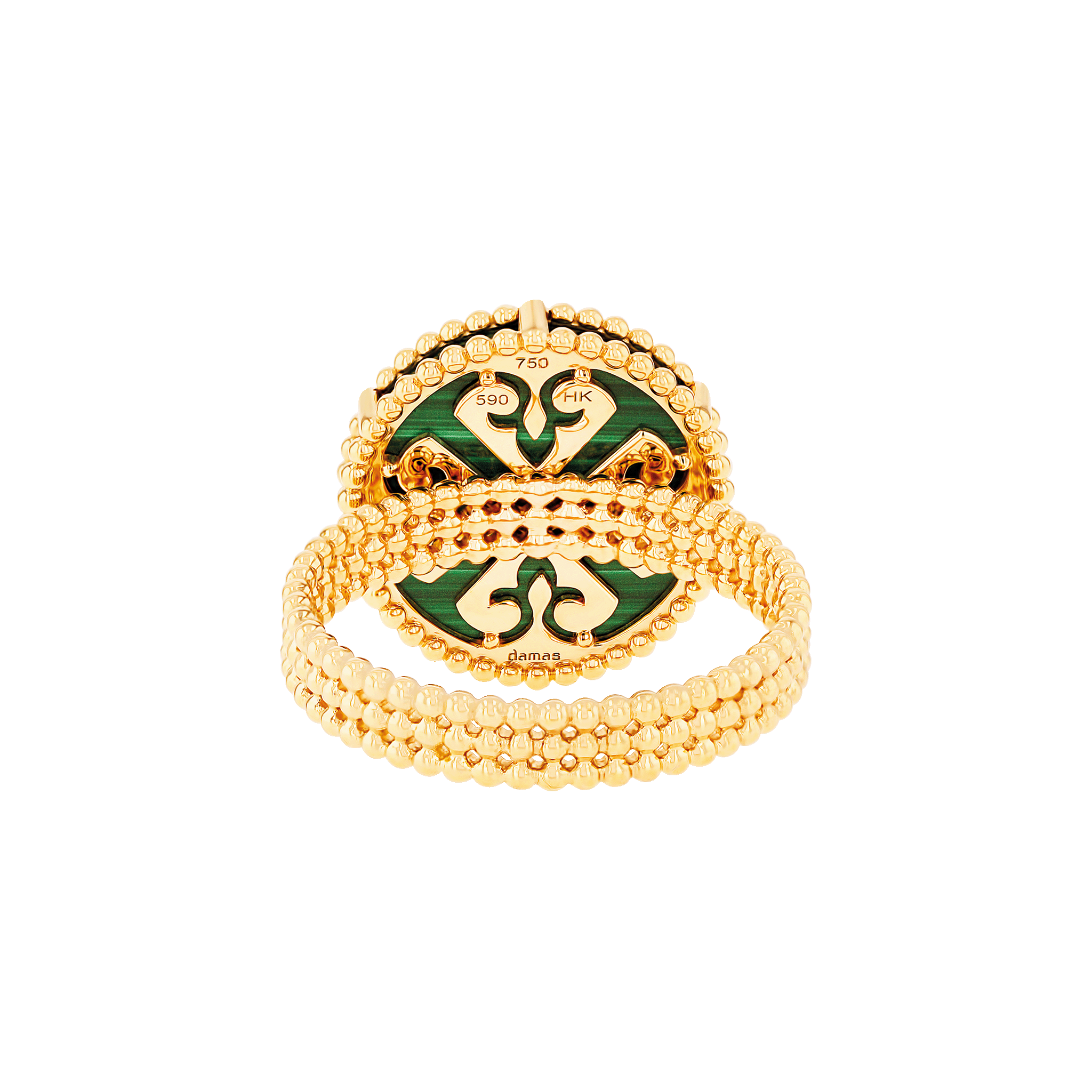 Lace Single Medallion Ring in 18K Rose Gold With Malachite And Diamonds