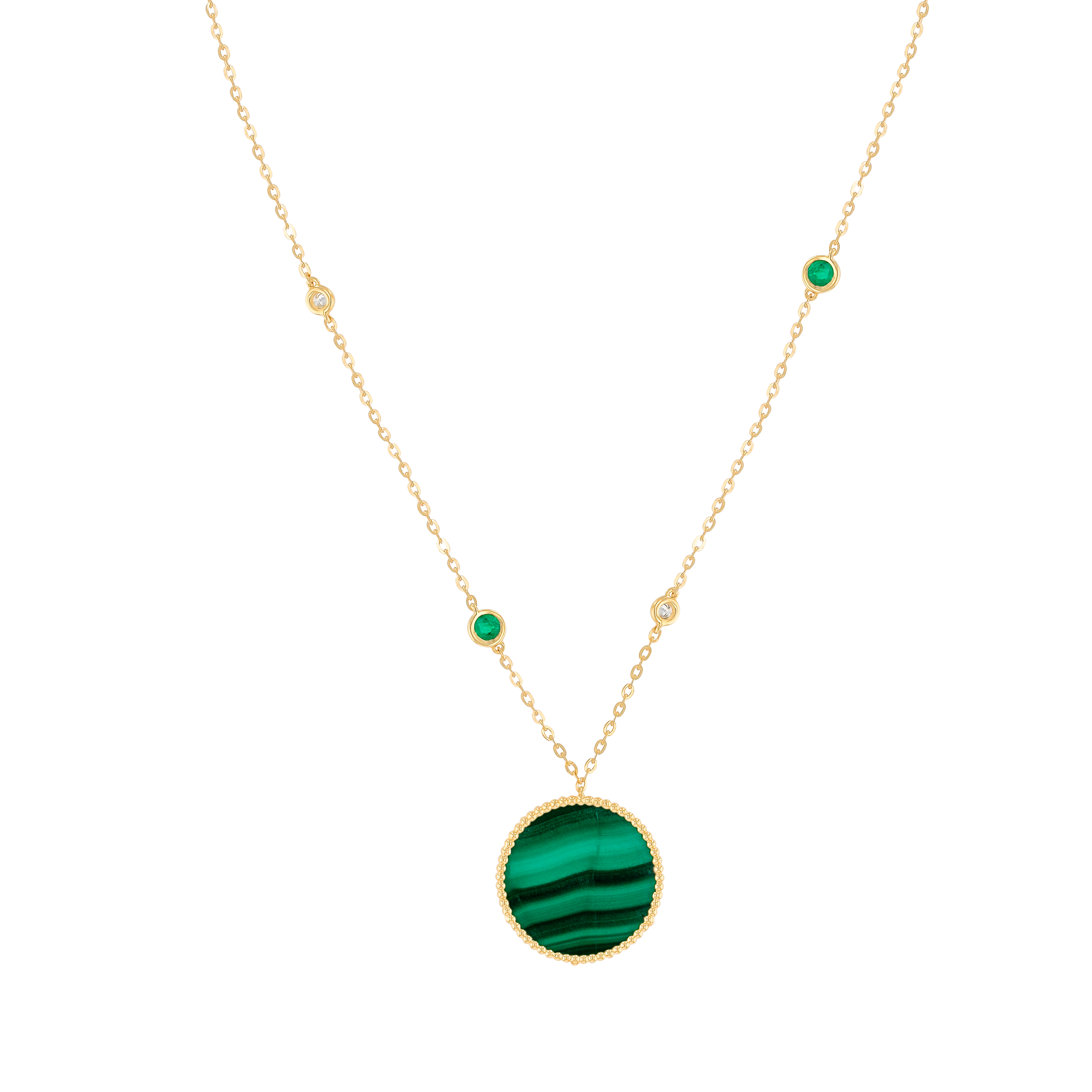 Lace Malachite Diamond Necklace with Emeralds
