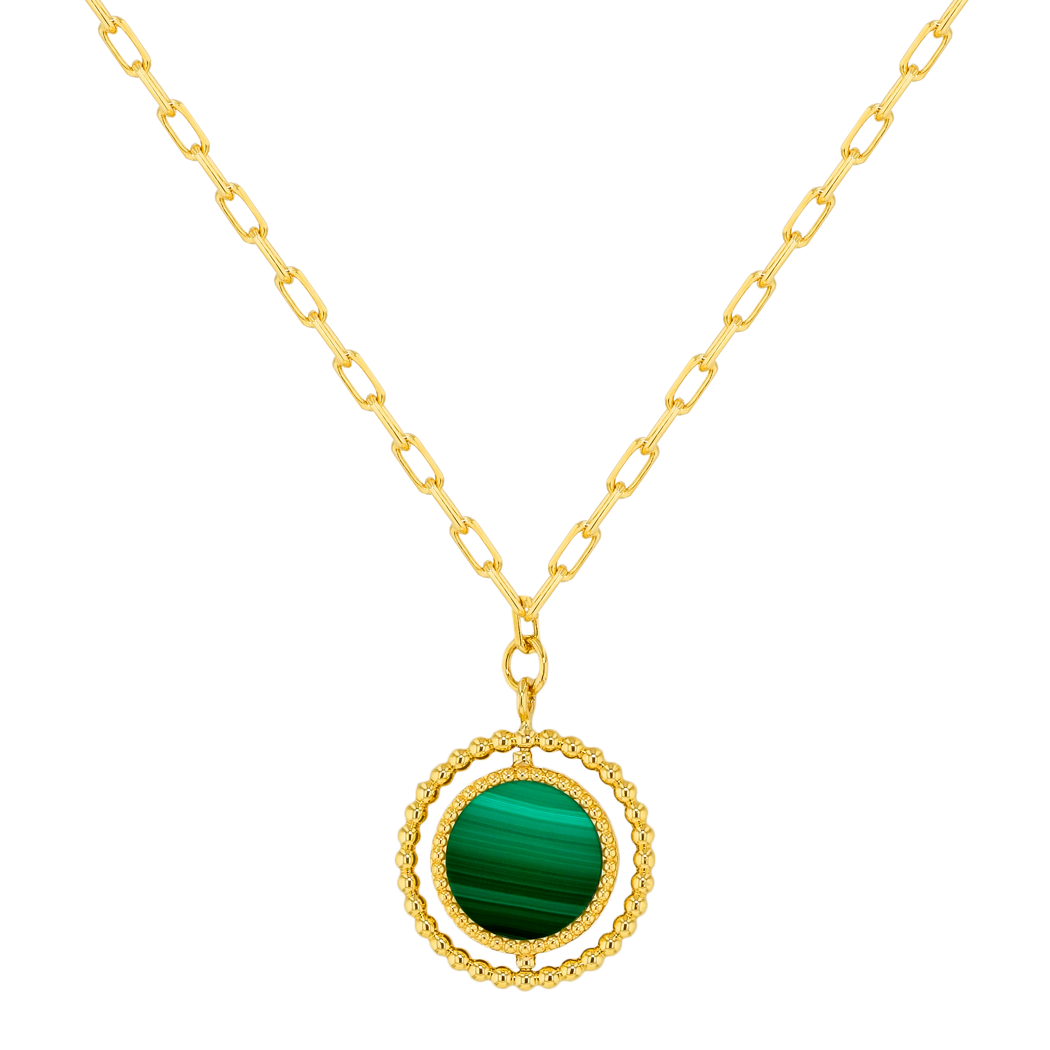 Lace Link Chain Single Malachite medallion