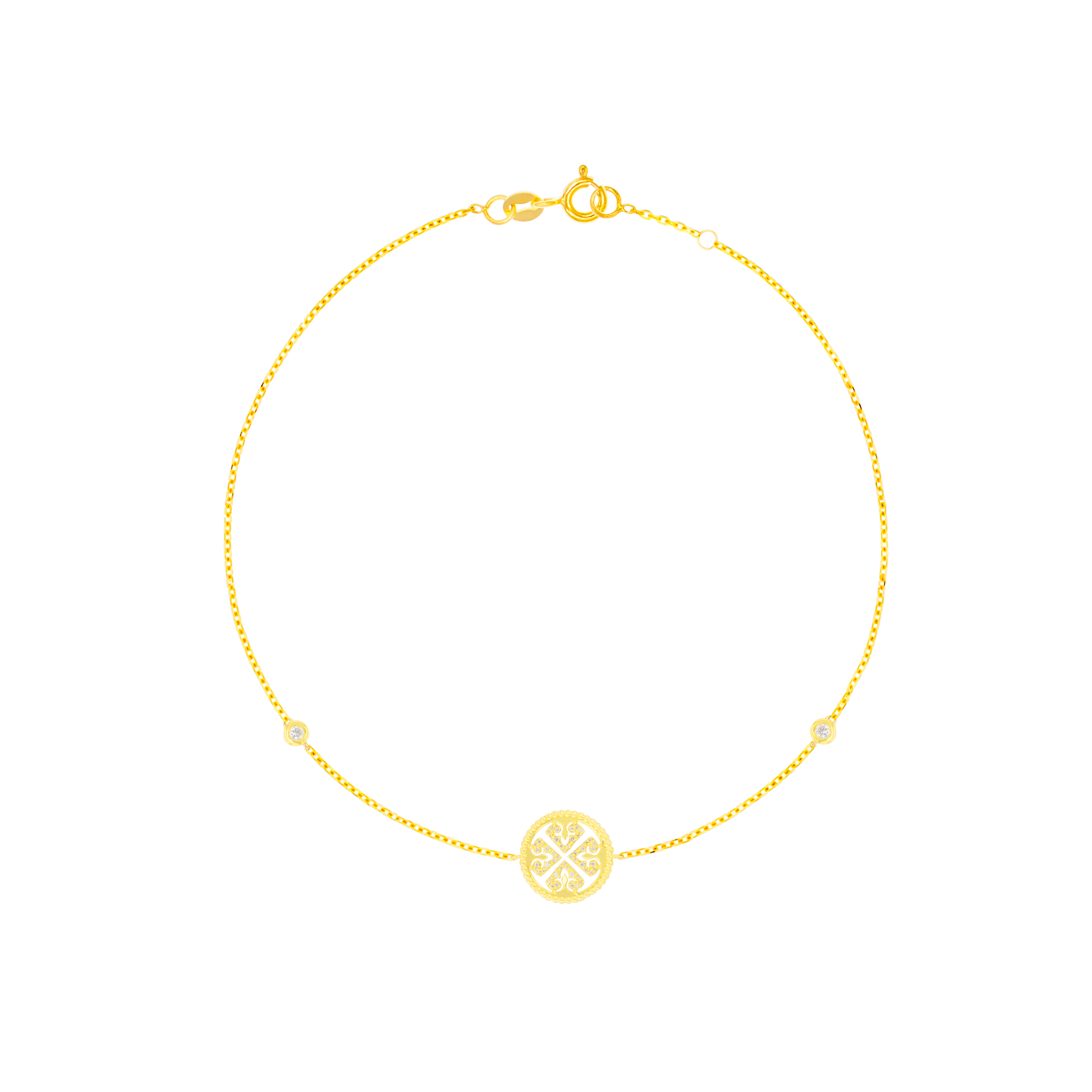 Lace White Mother of Pearl Diamond Bracelet in 18K Yellow Gold