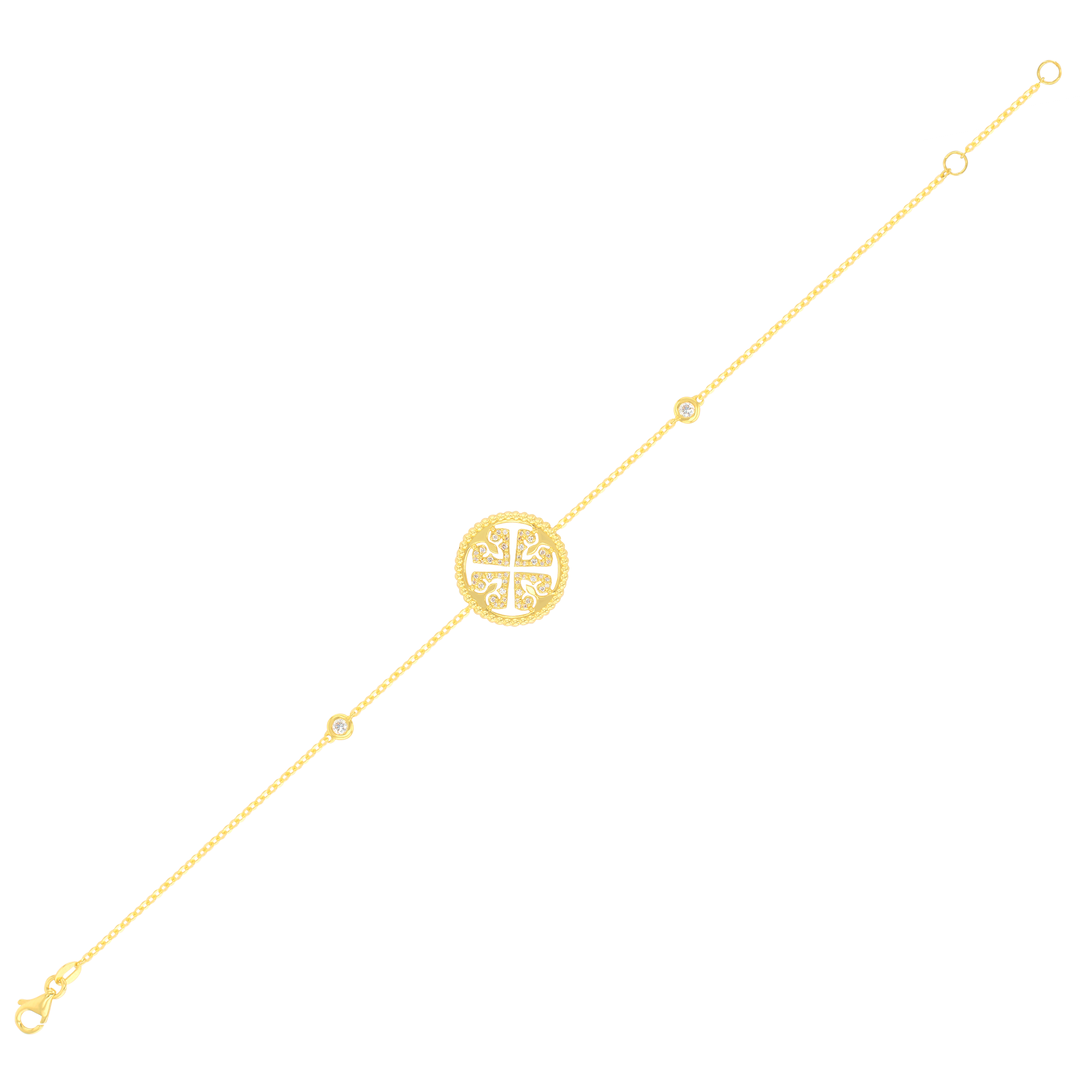 Lace White Mother of Pearl Diamond Bracelet in 18K Yellow Gold