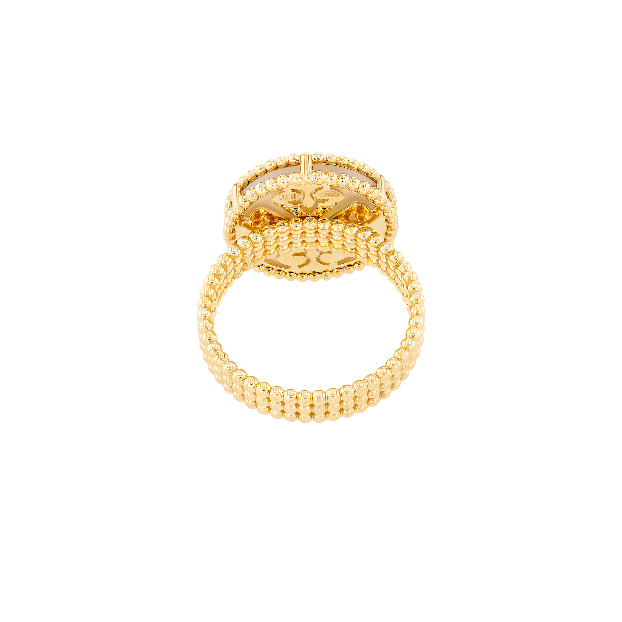 Lace White Mother of Pearl Diamond Ring in 18K Yellow Gold
