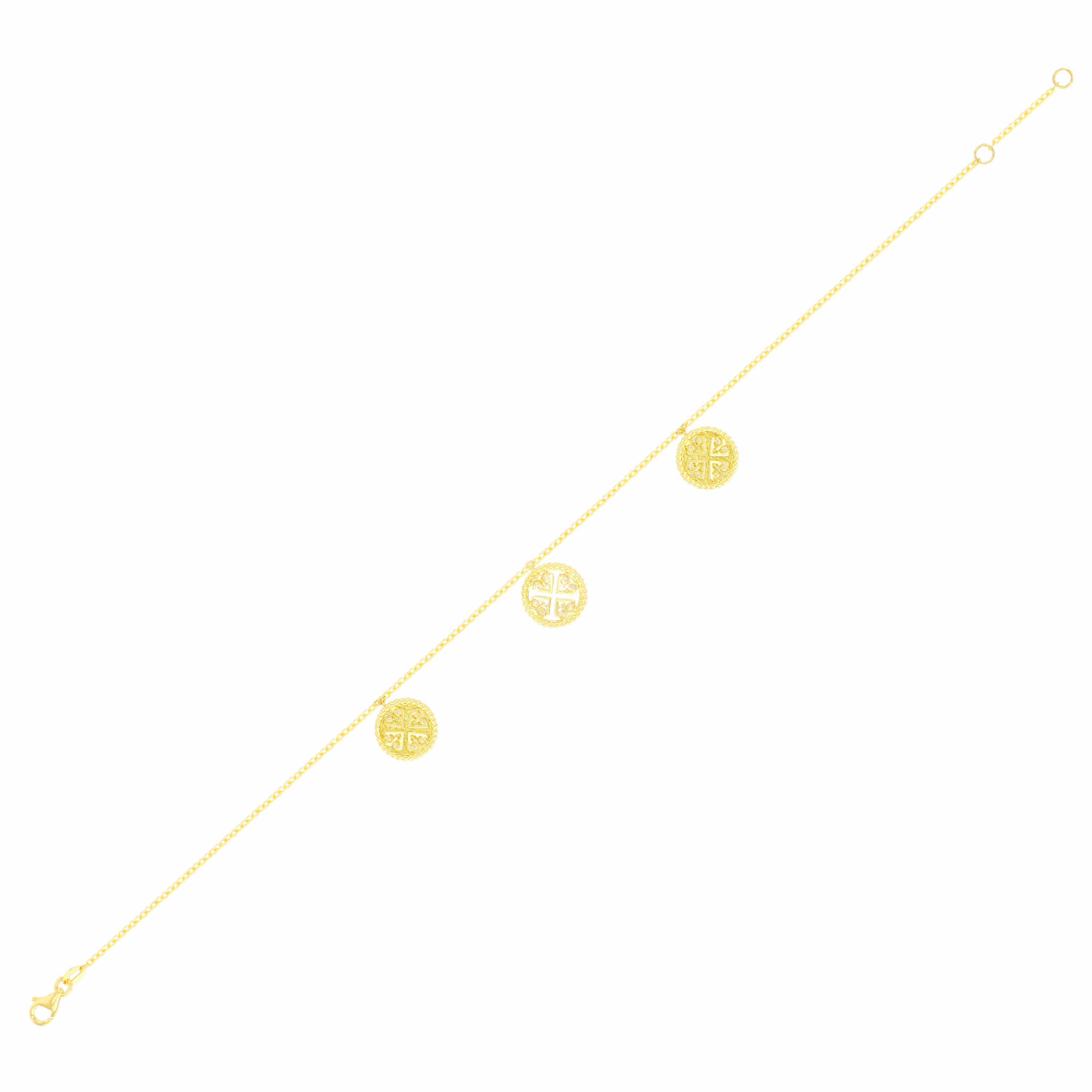 Lace White Mother of Pearl Diamond Anklet in 18K Yellow Gold